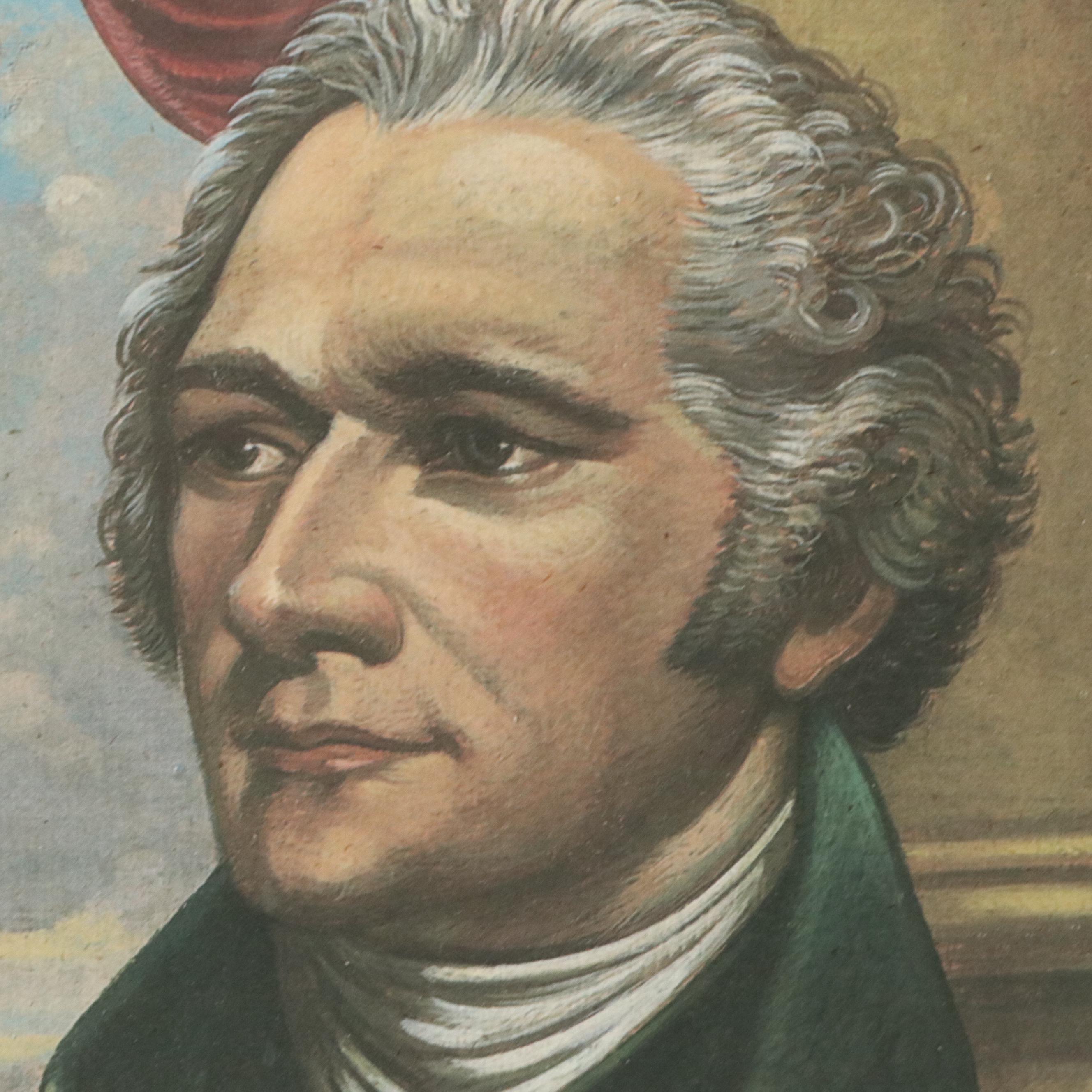 Offset Lithograph Portraits of Founding Fathers Thomas Jefferson and More