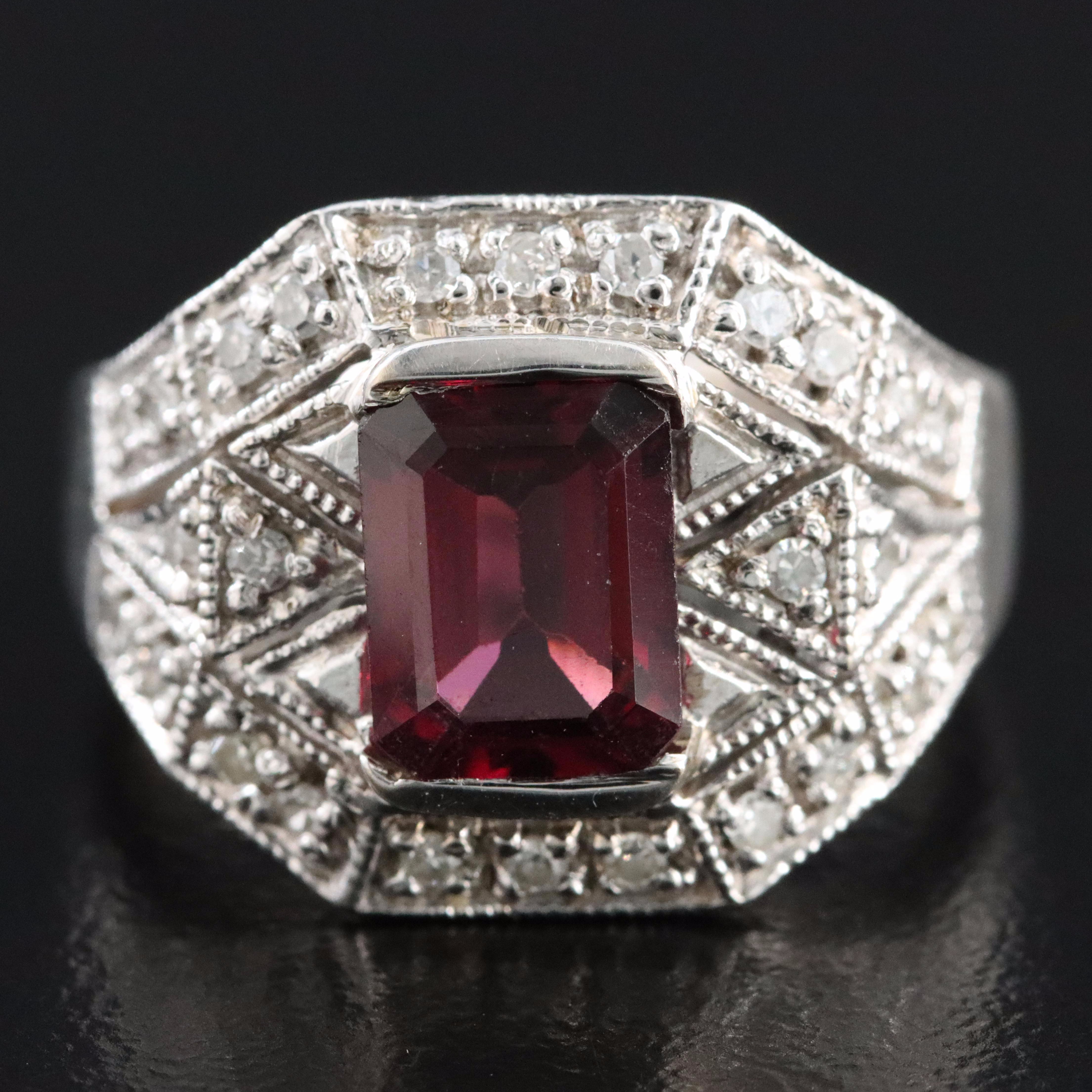14K Garnet and Diamond Ring