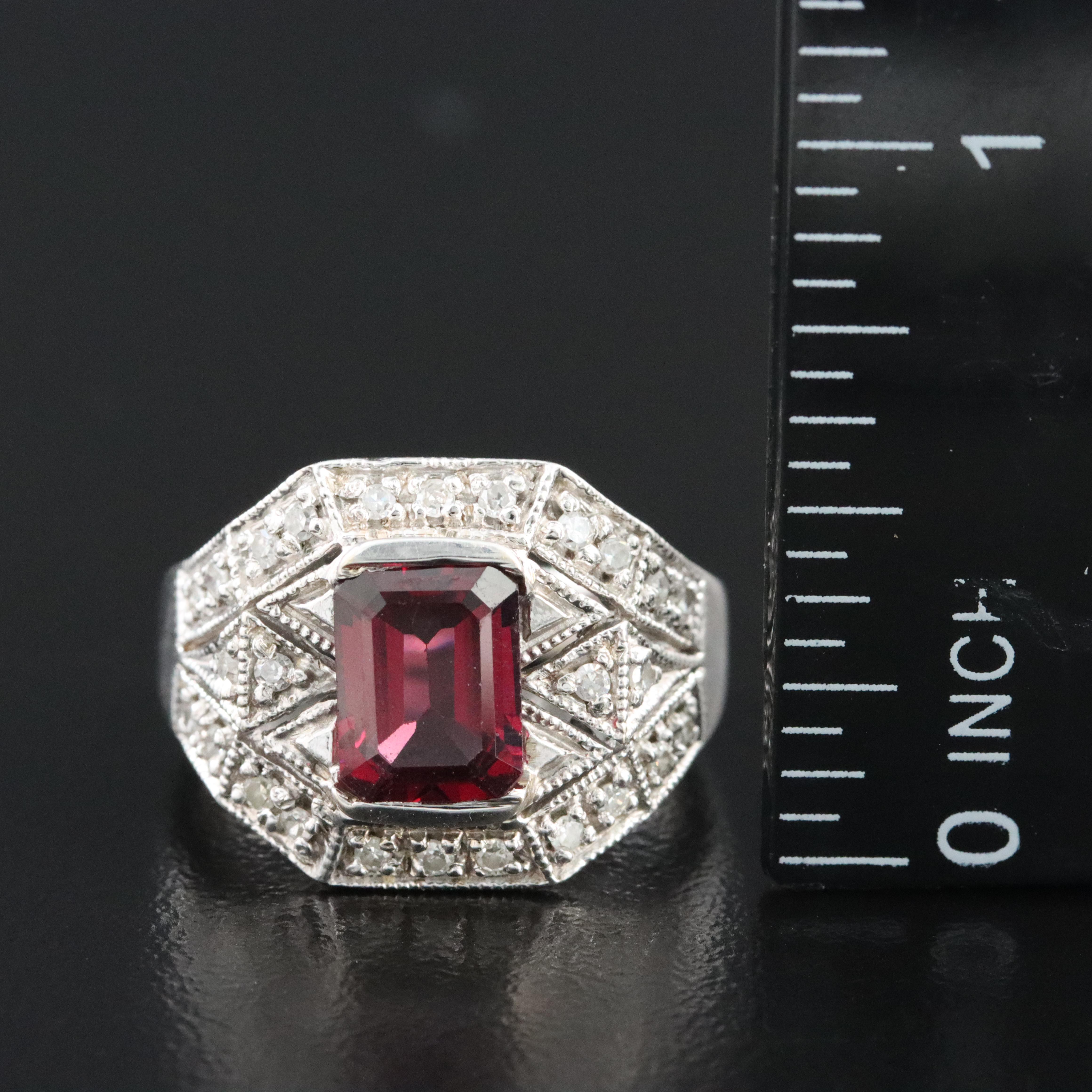14K Garnet and Diamond Ring