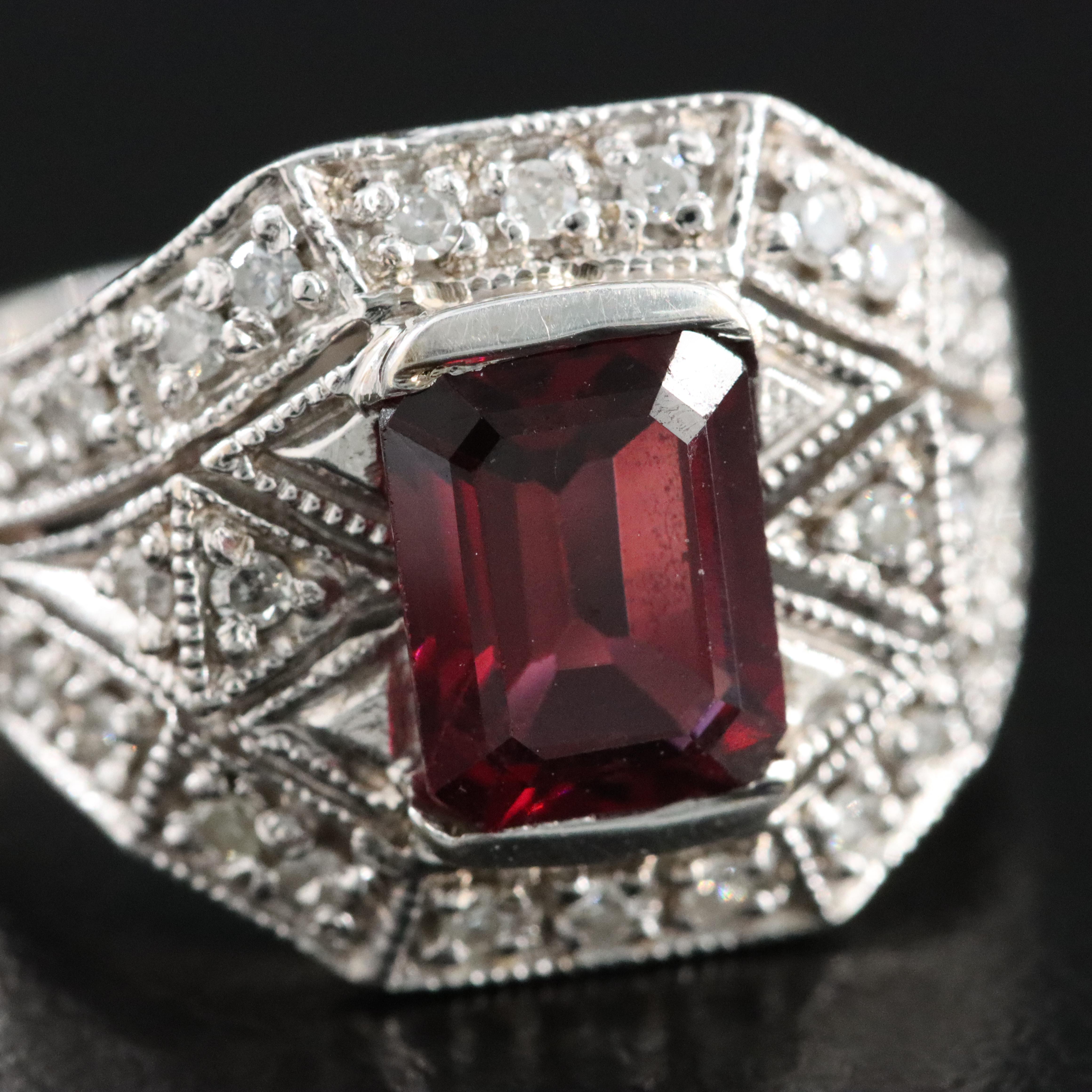 14K Garnet and Diamond Ring