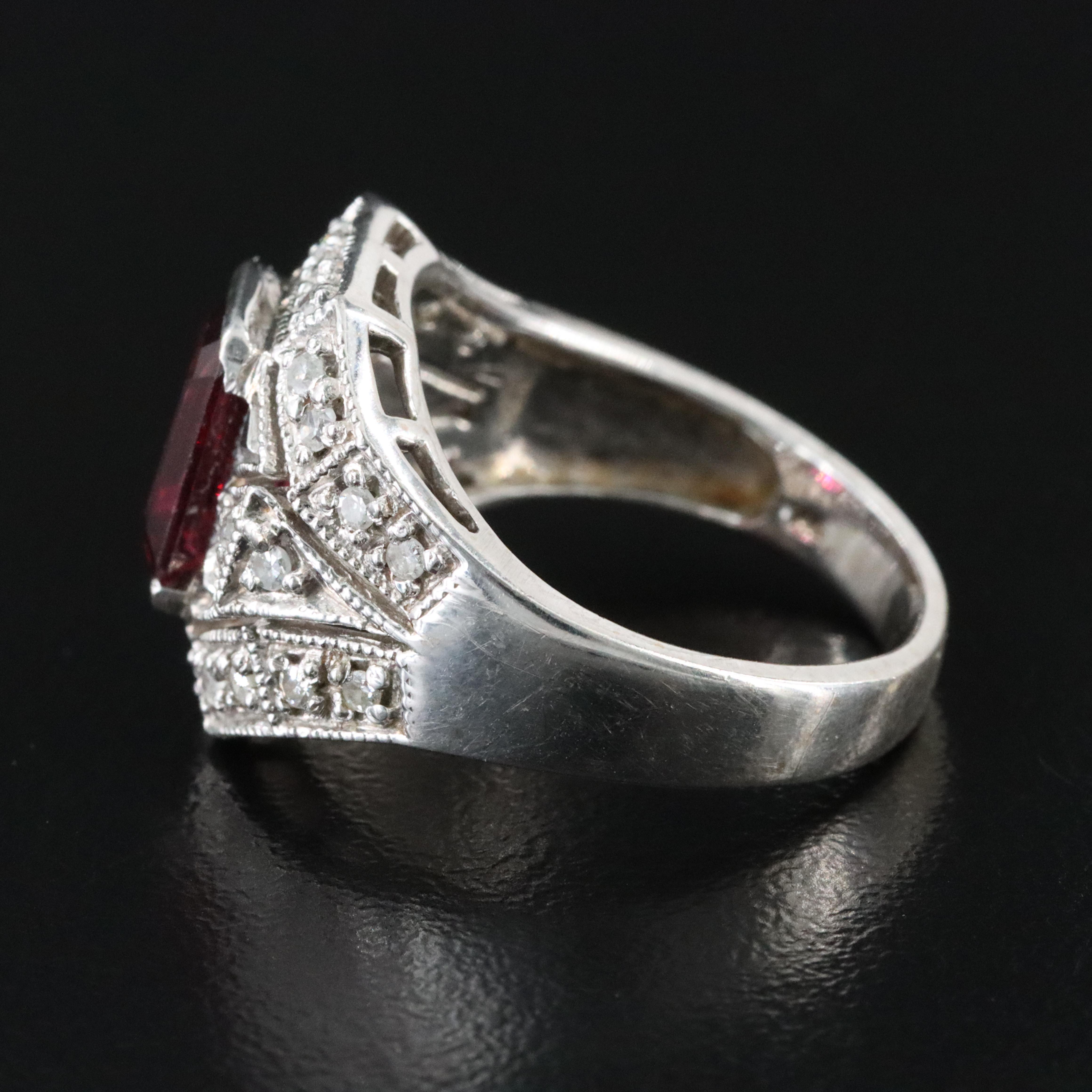 14K Garnet and Diamond Ring