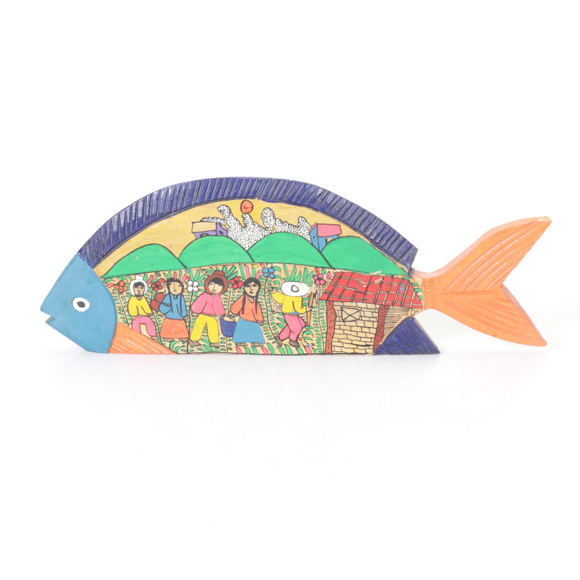 Hand Carved and Painted Mexican Folk Art Fish