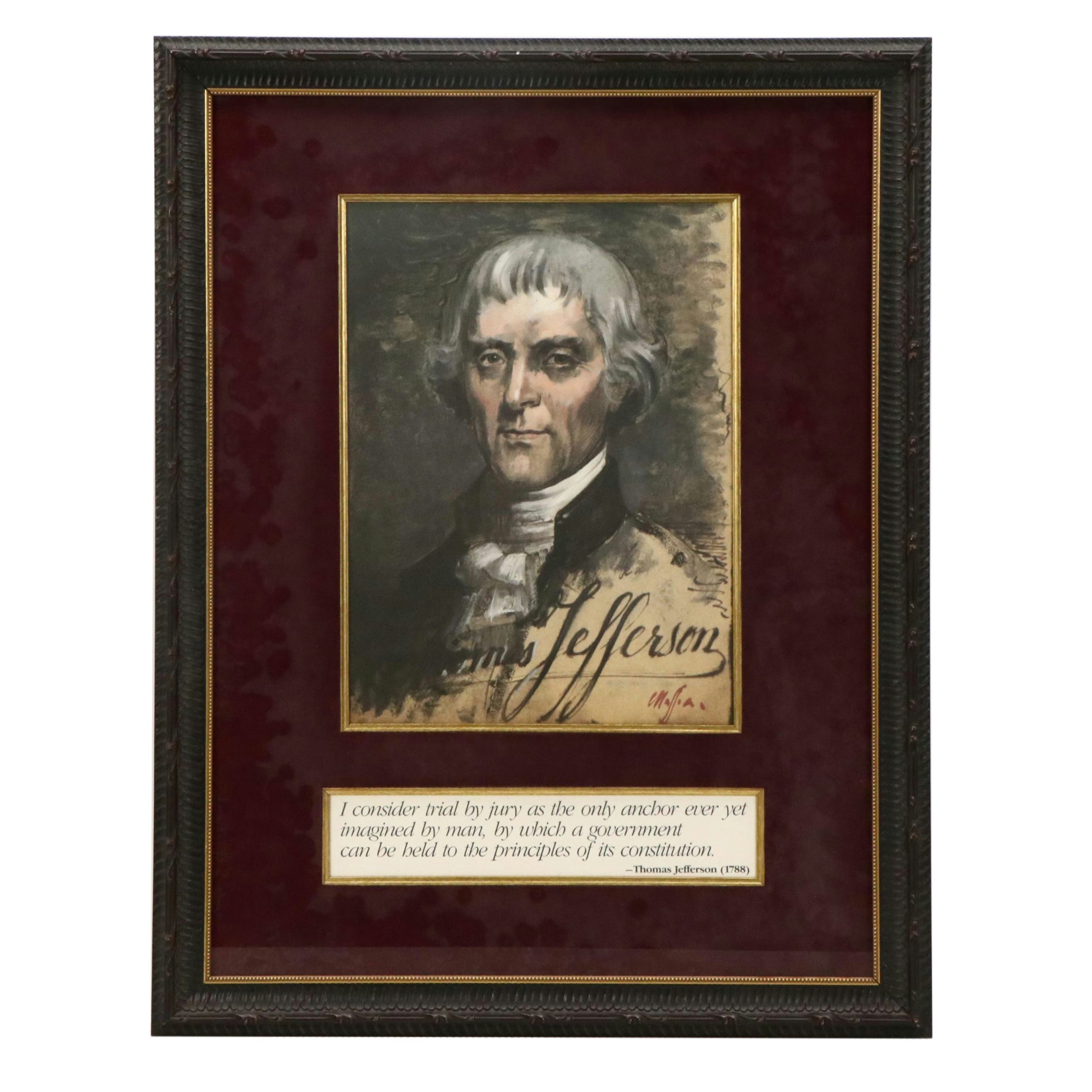 Offset Lithograph Portraits of Founding Fathers Thomas Jefferson and More