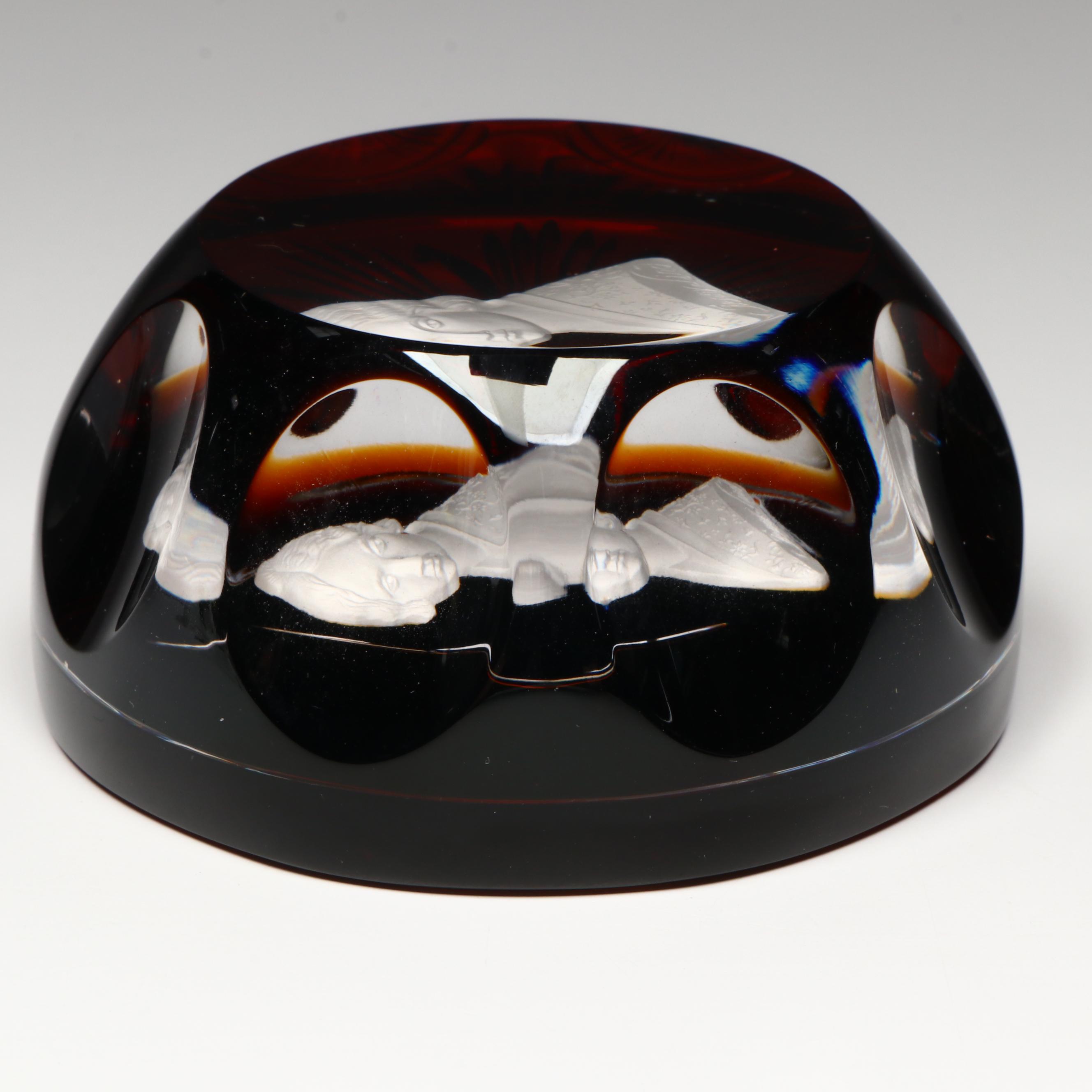 Cristal d'Albret Sulphide Jenny Lind Cameo Glass Paperweight