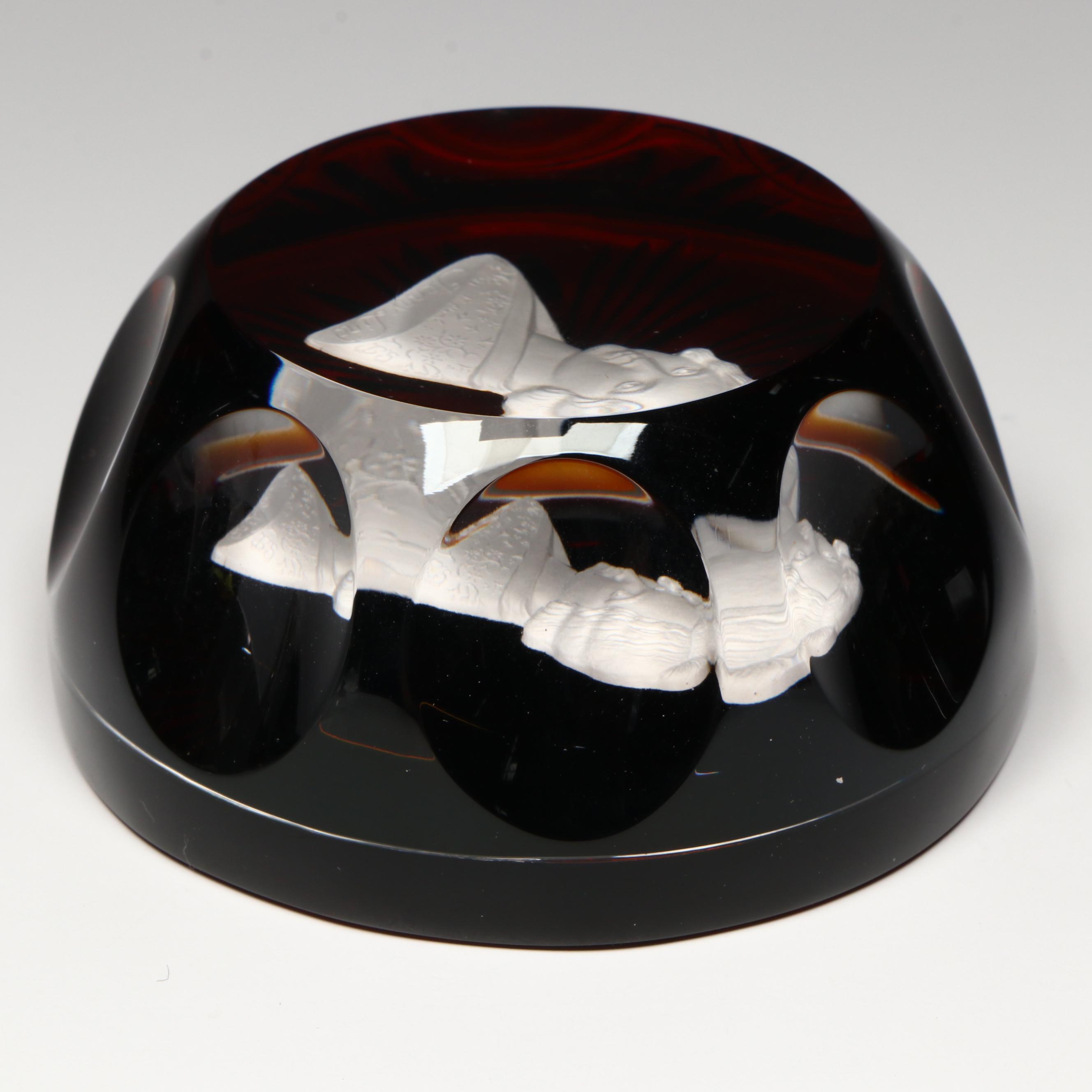 Cristal d'Albret Sulphide Jenny Lind Cameo Glass Paperweight