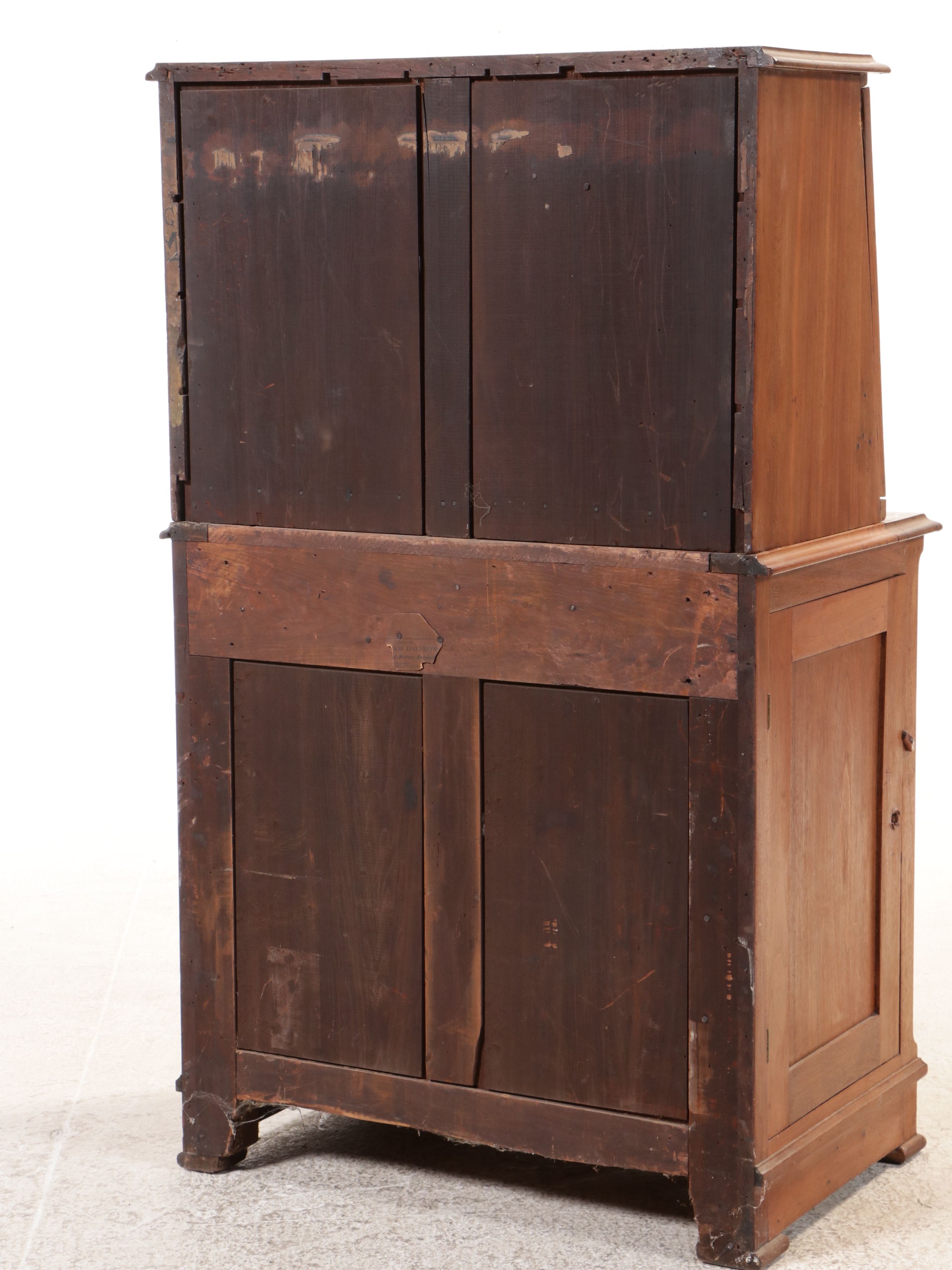Victorian Renaissance Revival Walnut Desk on Cabinet