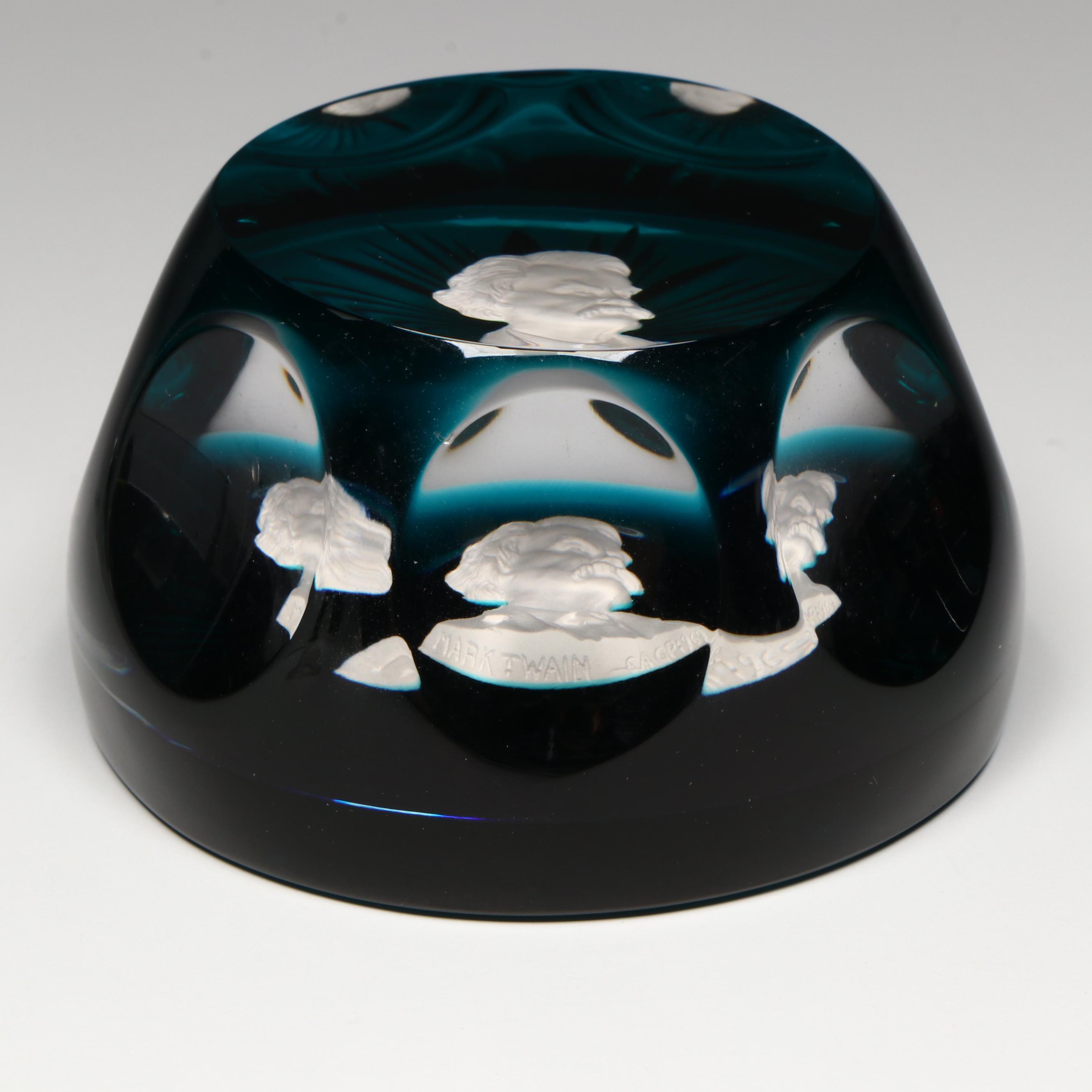 Cristal d'Albret Mark Twain Sulphide Glass Paperweight