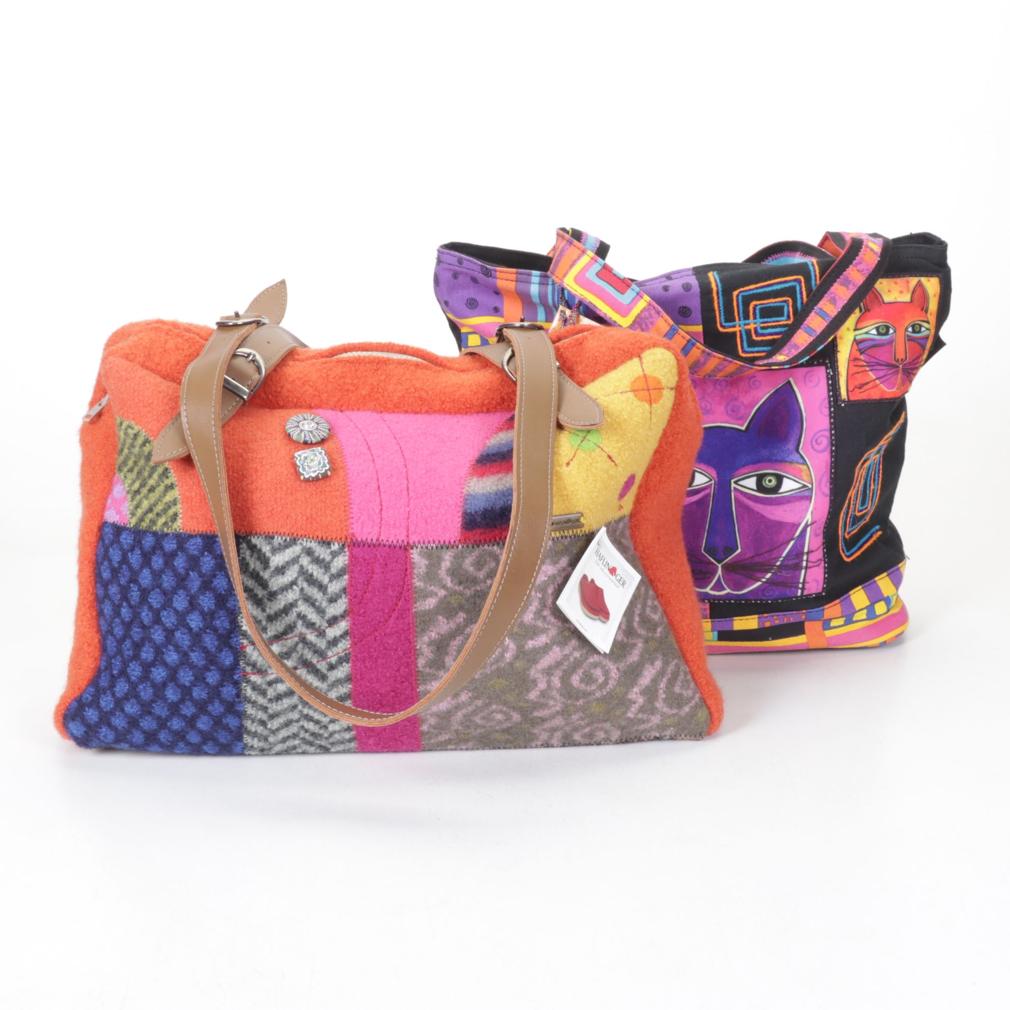Haflinger Patchwork Wool Bag with Laurel Burch Zip Tote
