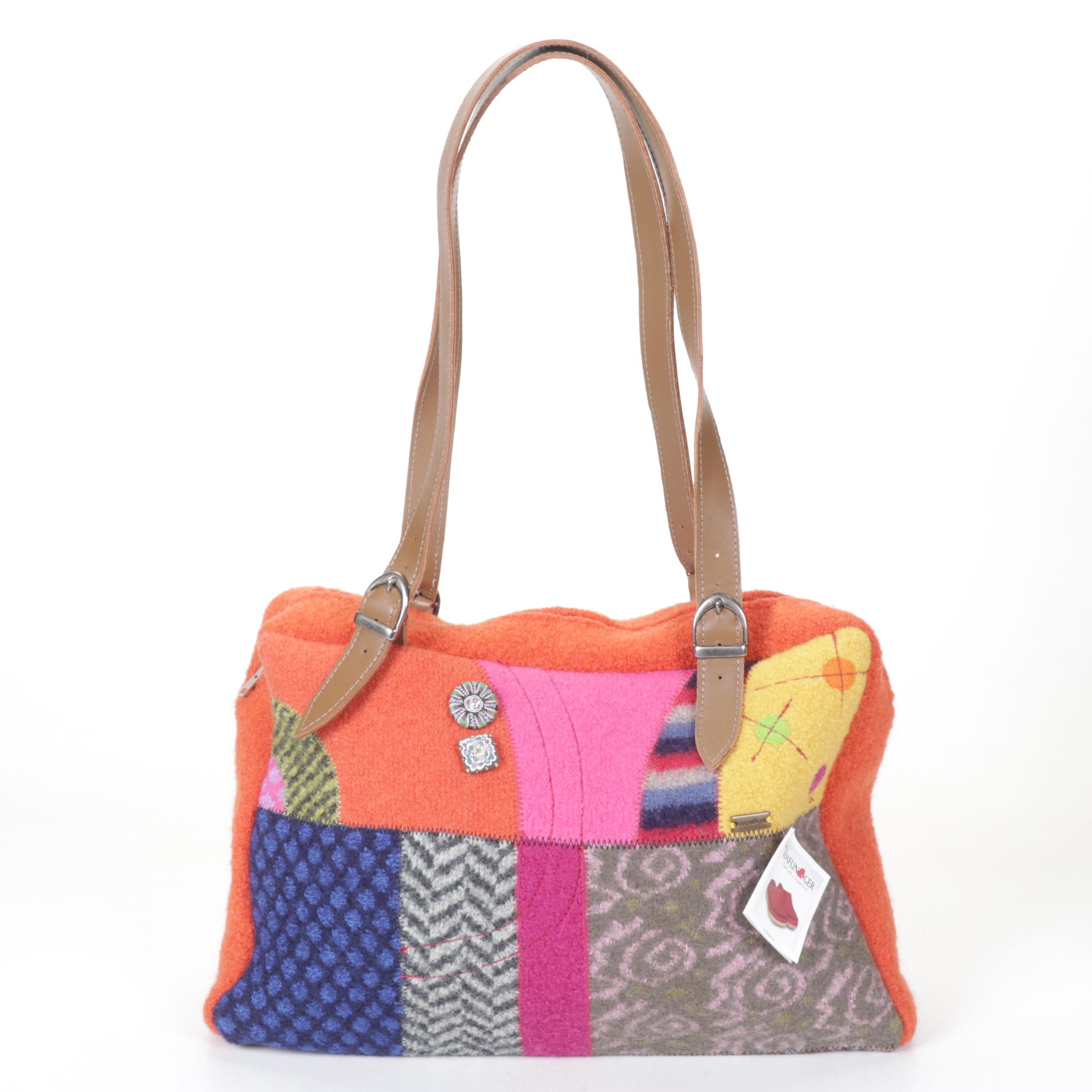Haflinger Patchwork Wool Bag with Laurel Burch Zip Tote