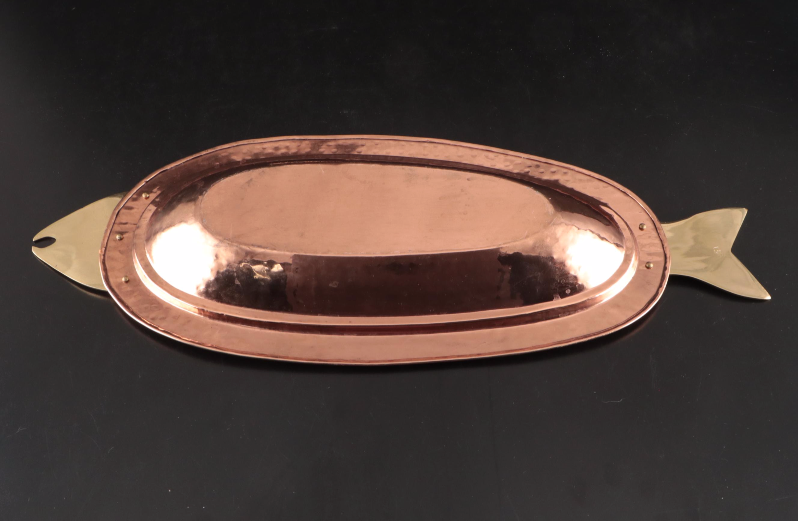 Old Dutch International Copper and Brass Covered Fish Platter