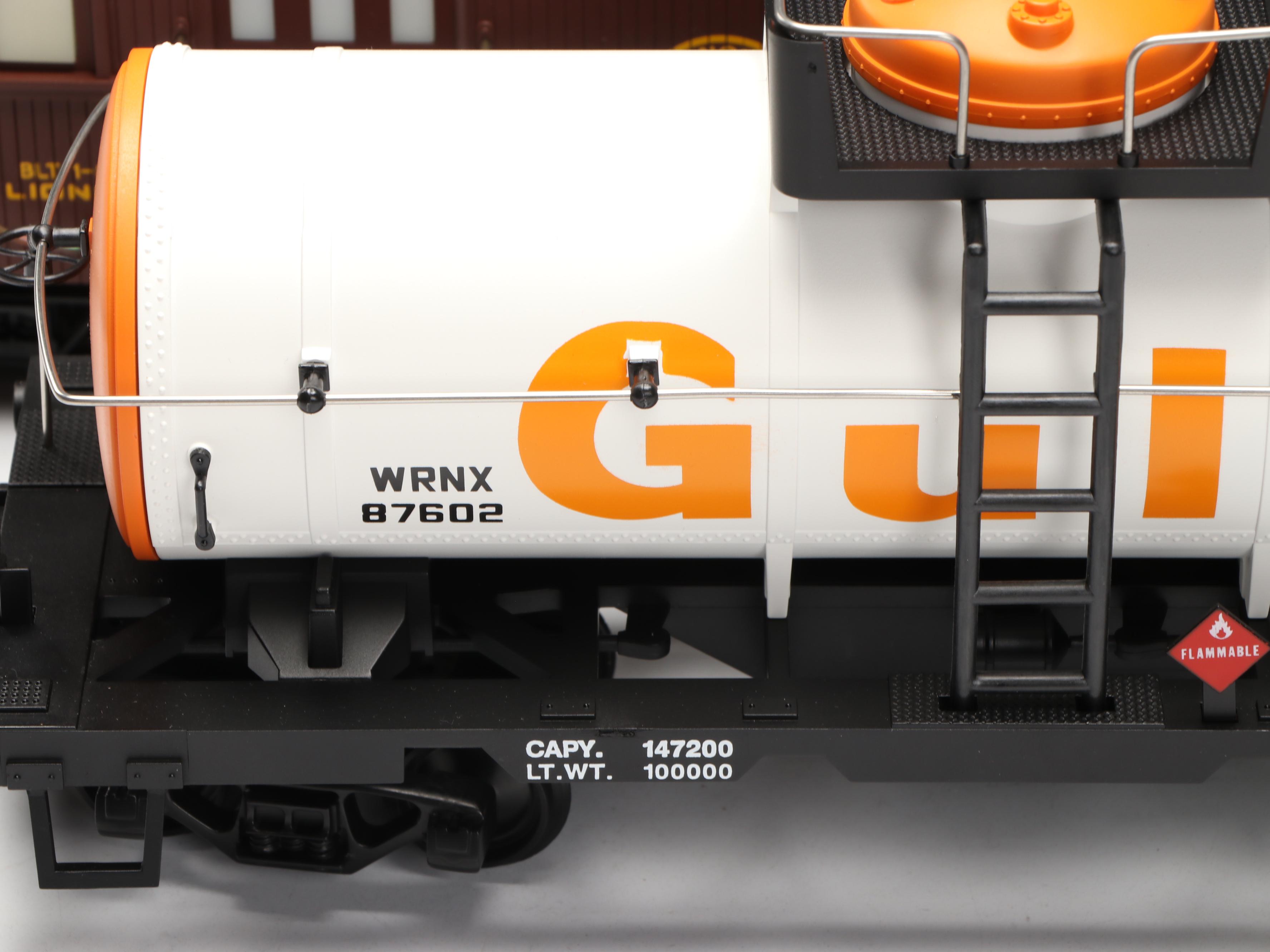 Lionel G Scale Gulf Tank Car, Gerber Reefer and Great Northern Caboose