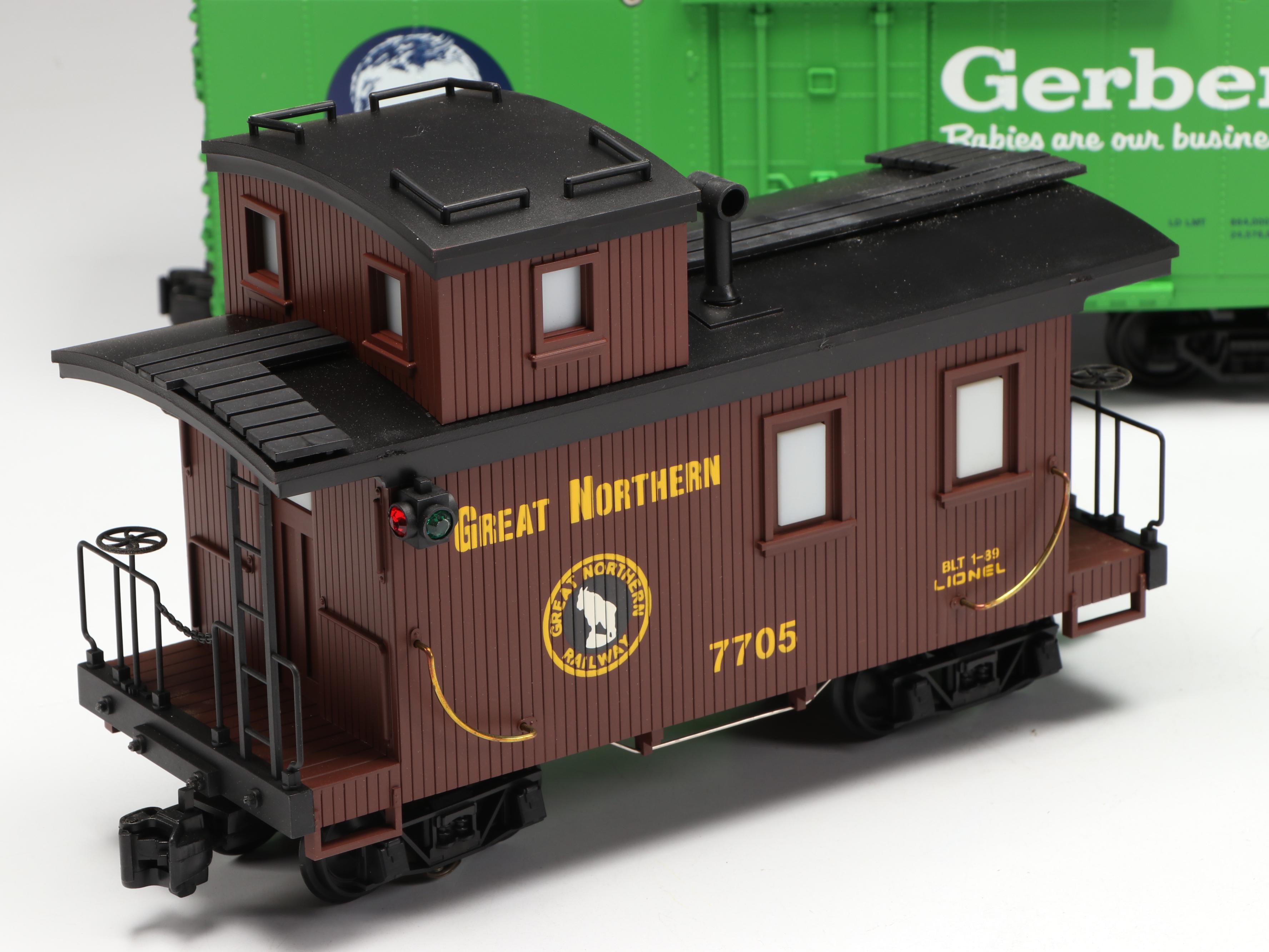 Lionel G Scale Gulf Tank Car, Gerber Reefer and Great Northern Caboose