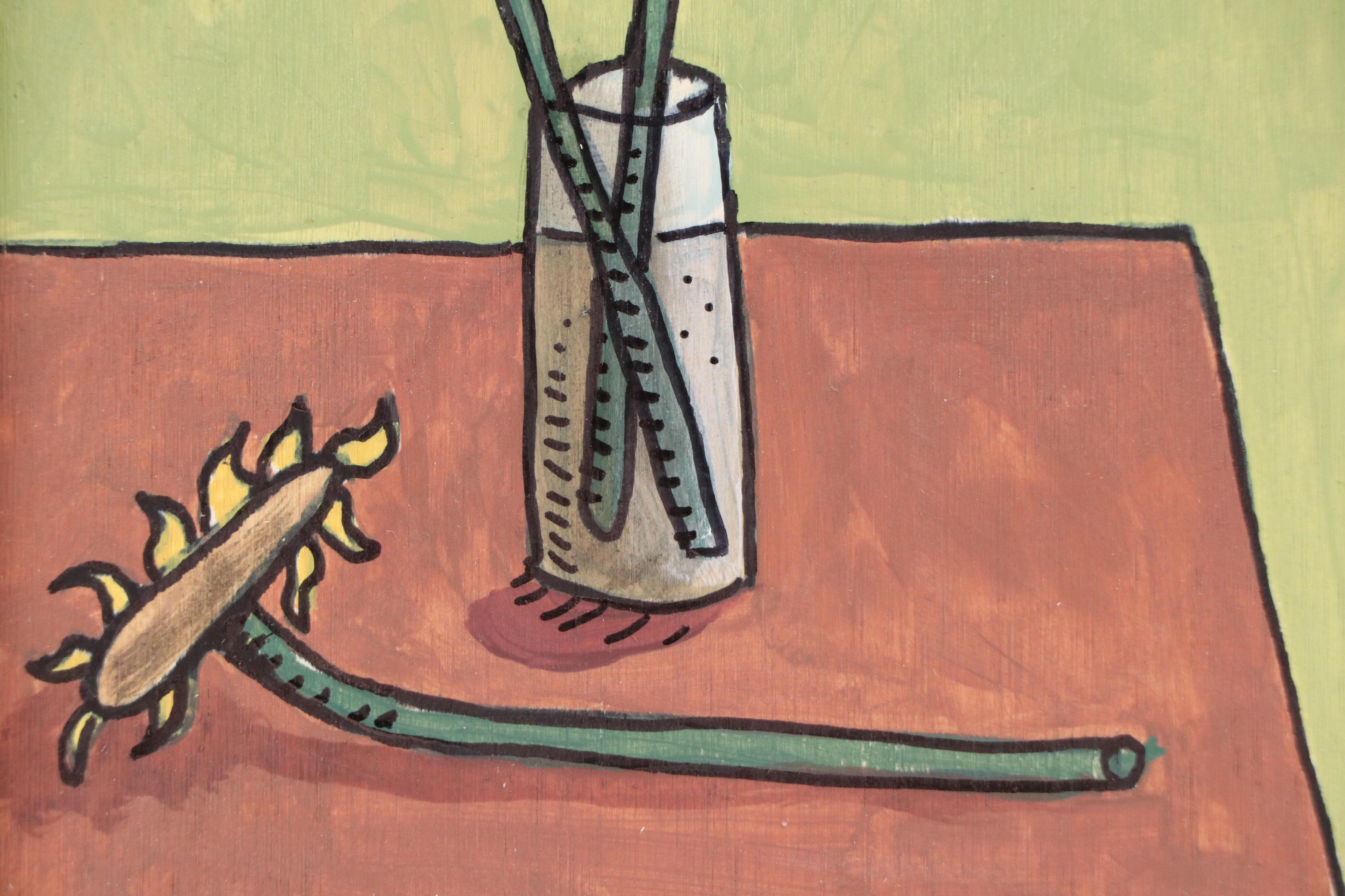 Aaron Wooten Stylized Floral Still Life Mixed Media Painting "Sunflowers #2"