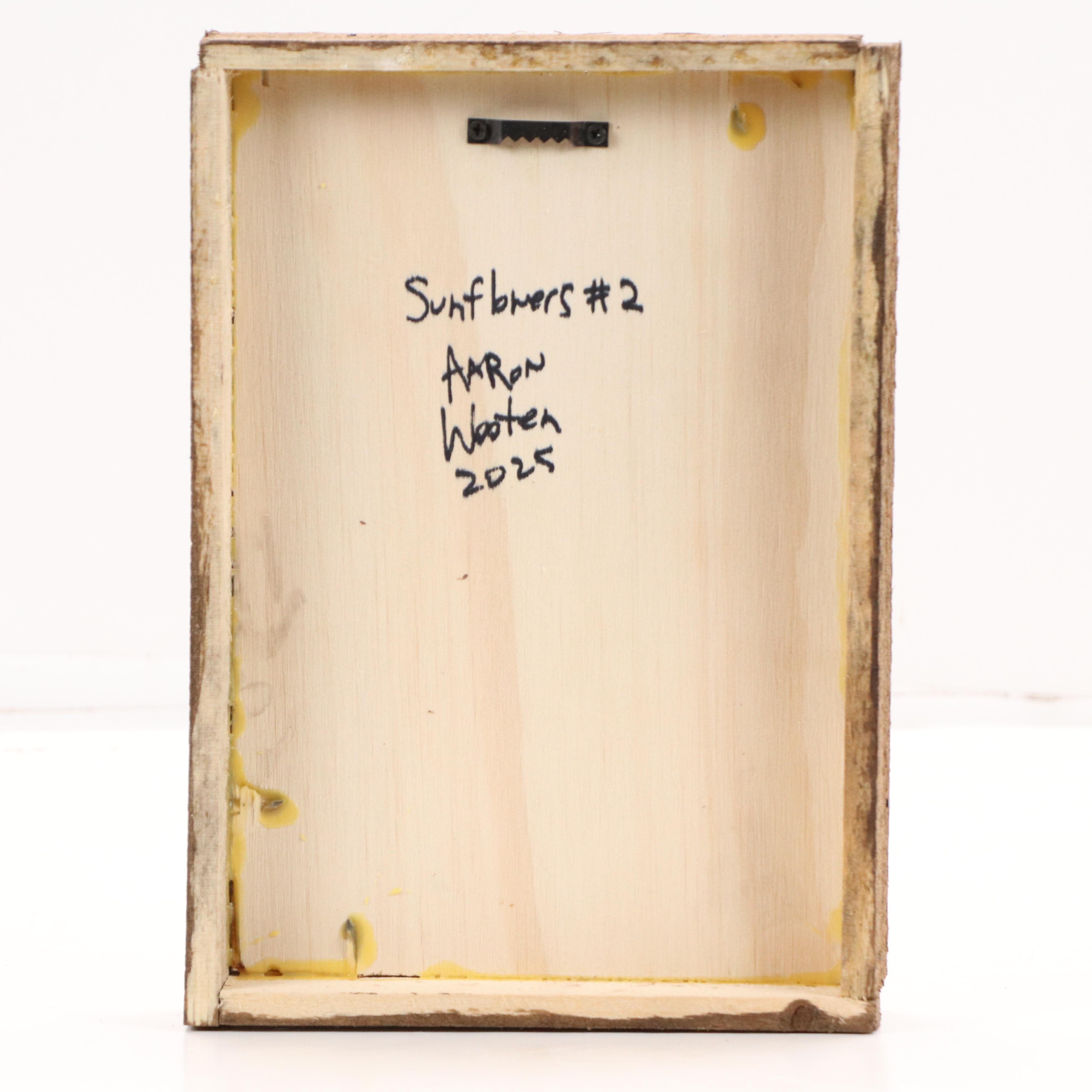 Aaron Wooten Stylized Floral Still Life Mixed Media Painting "Sunflowers #2"