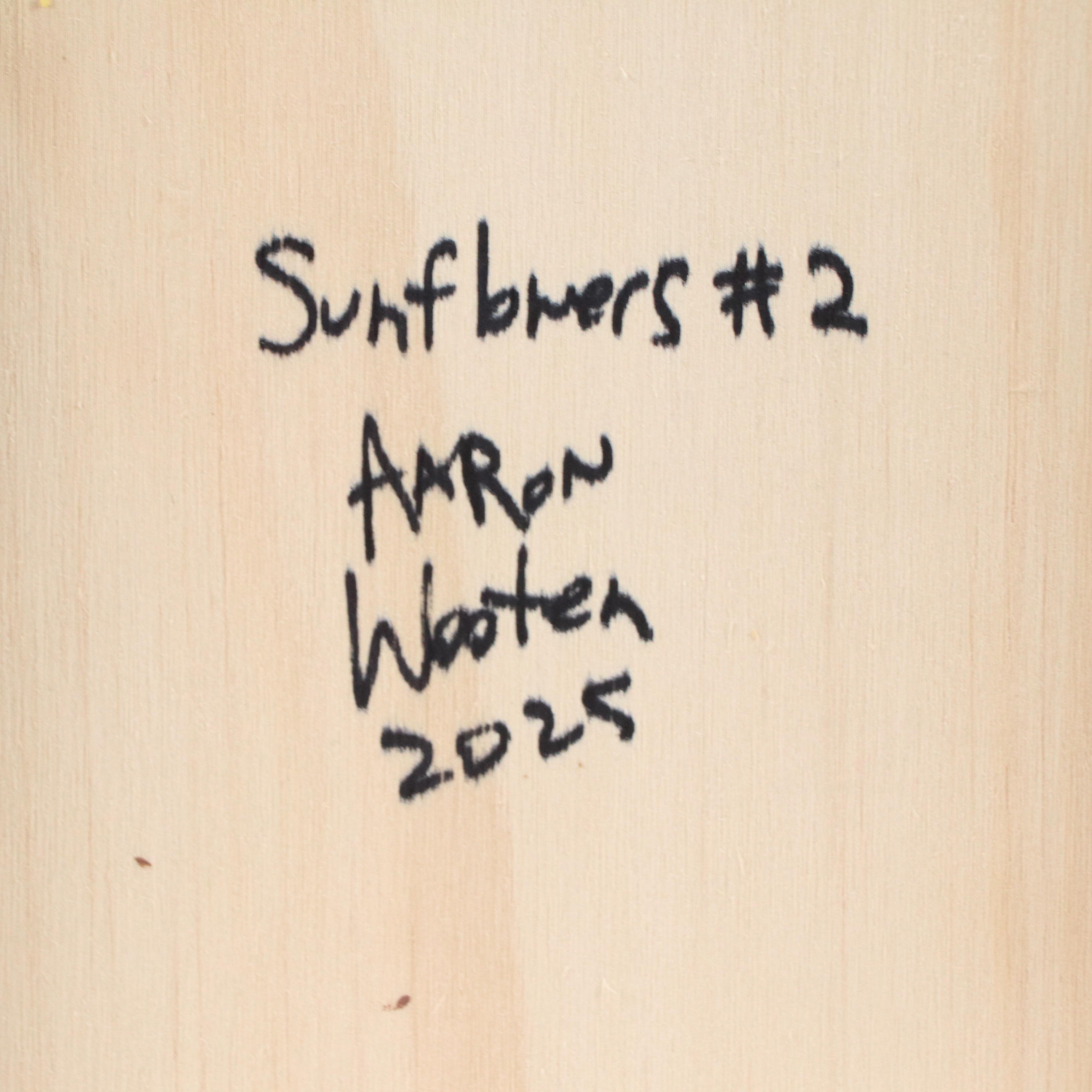 Aaron Wooten Stylized Floral Still Life Mixed Media Painting "Sunflowers #2"