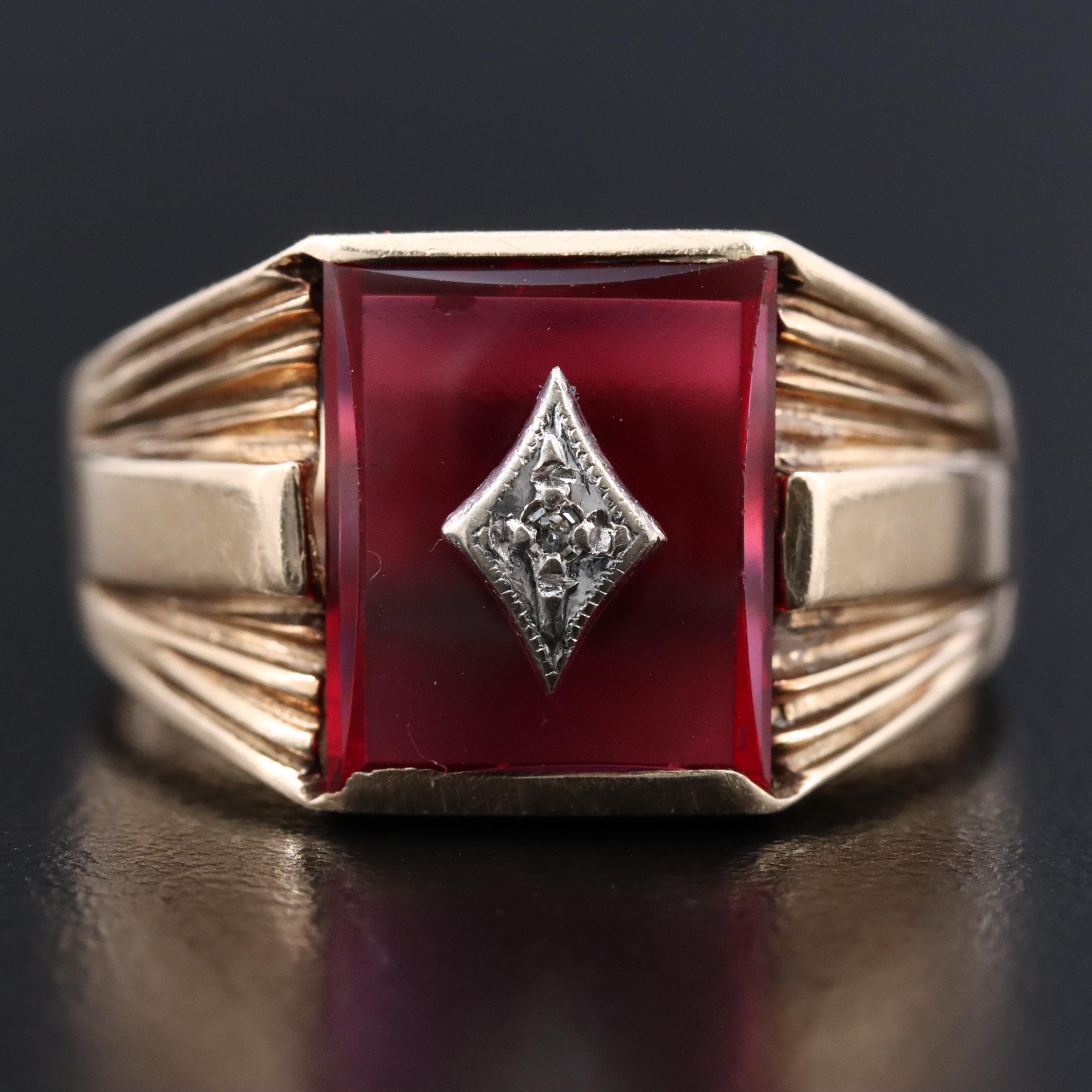Vintage 10K Ruby and Diamond Ring