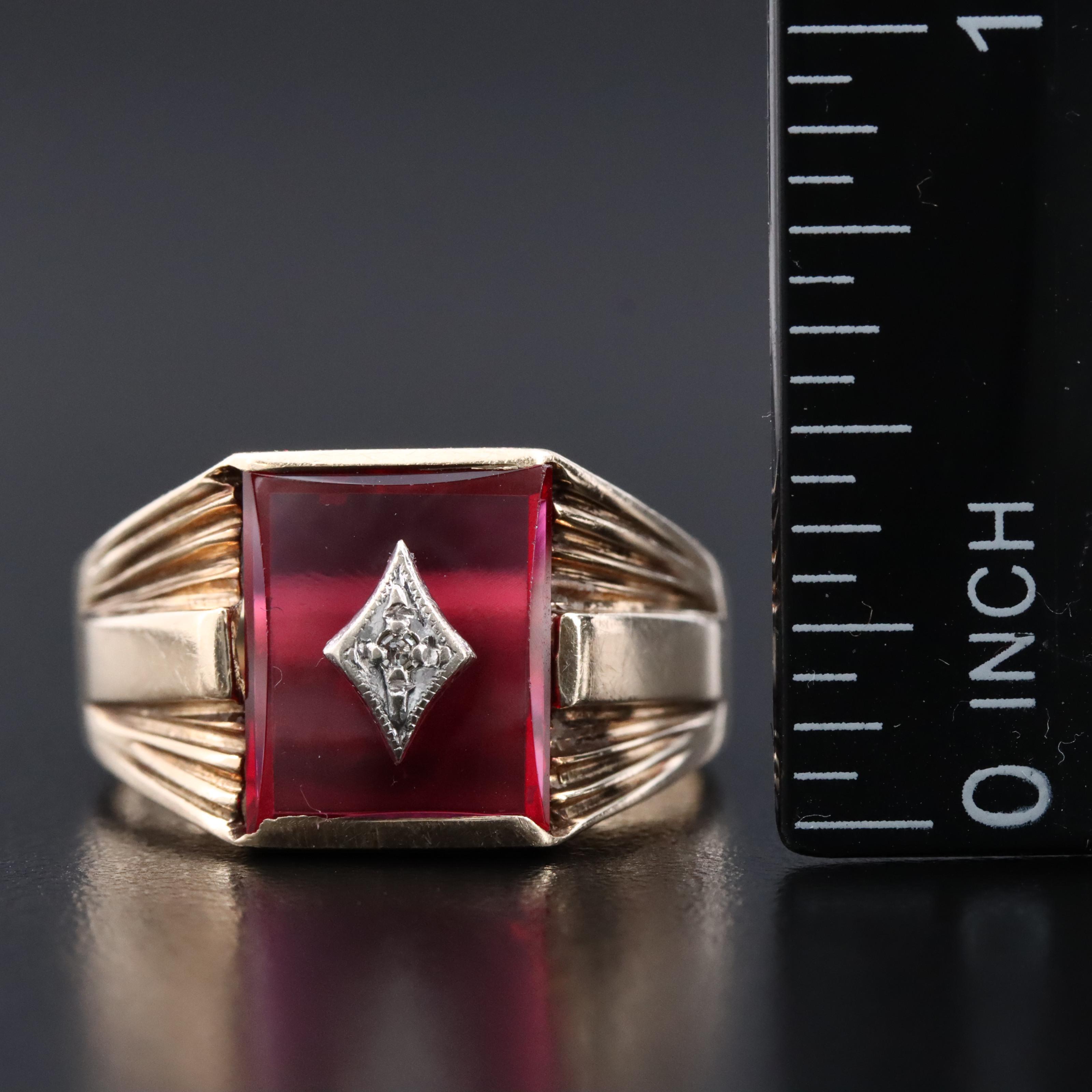 Vintage 10K Ruby and Diamond Ring