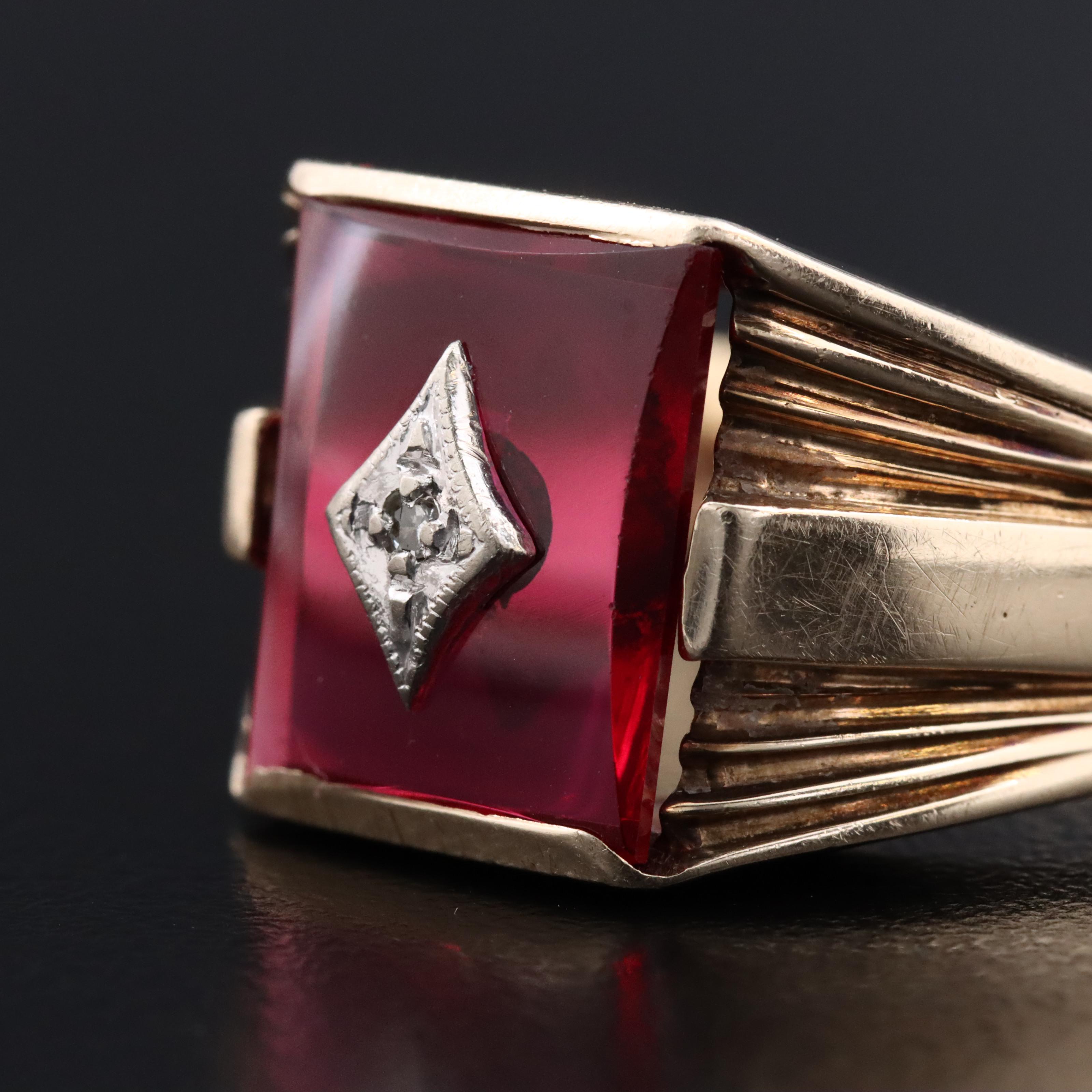 Vintage 10K Ruby and Diamond Ring