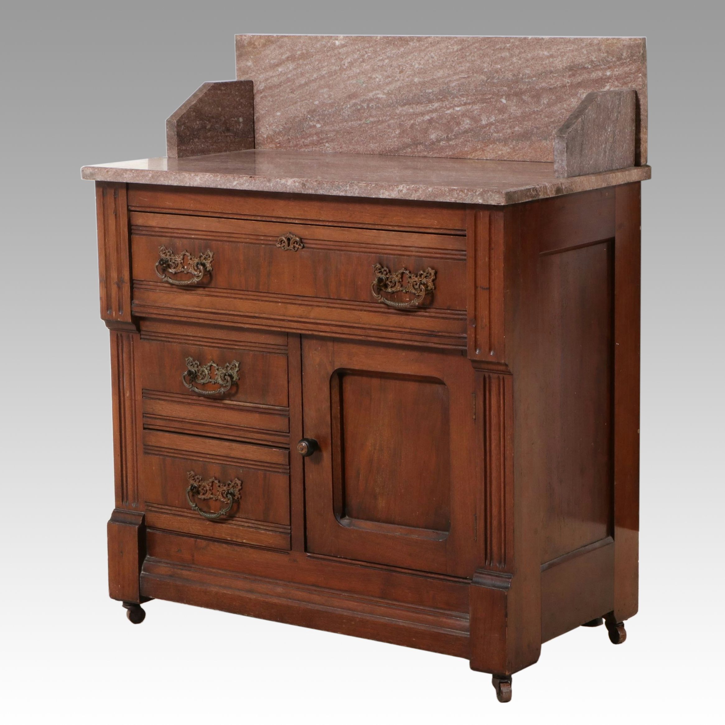 Eastlake Walnut Washstand with Marble Top