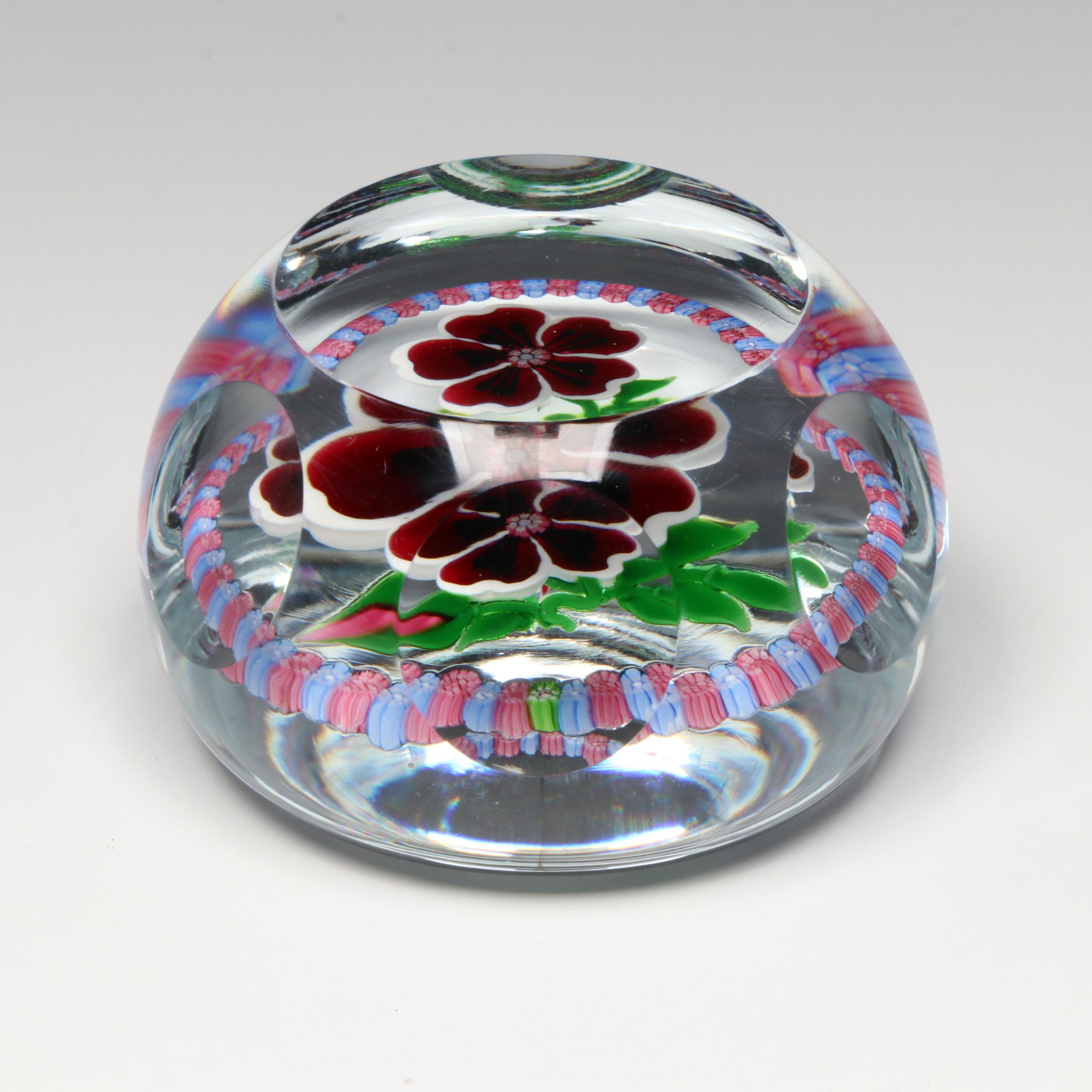 John Deacons "J" Primrose with Millefiori Art Glass Paperweight