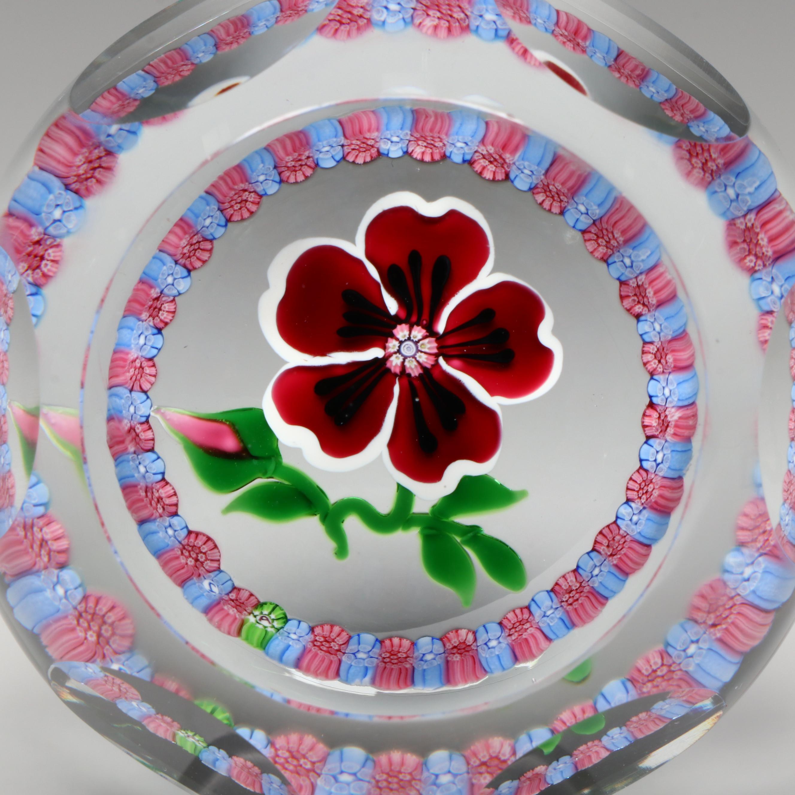 John Deacons "J" Primrose with Millefiori Art Glass Paperweight