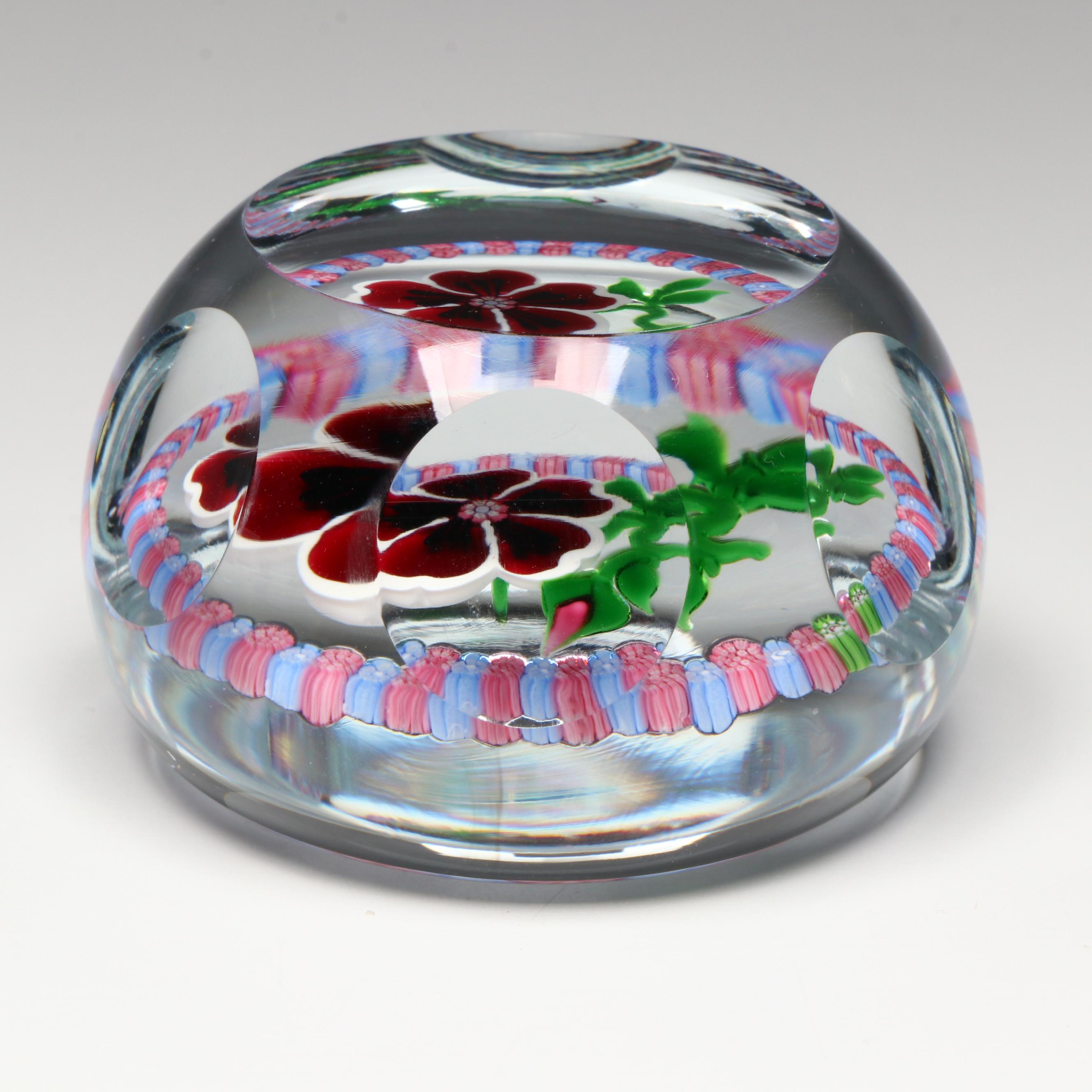 John Deacons "J" Primrose with Millefiori Art Glass Paperweight