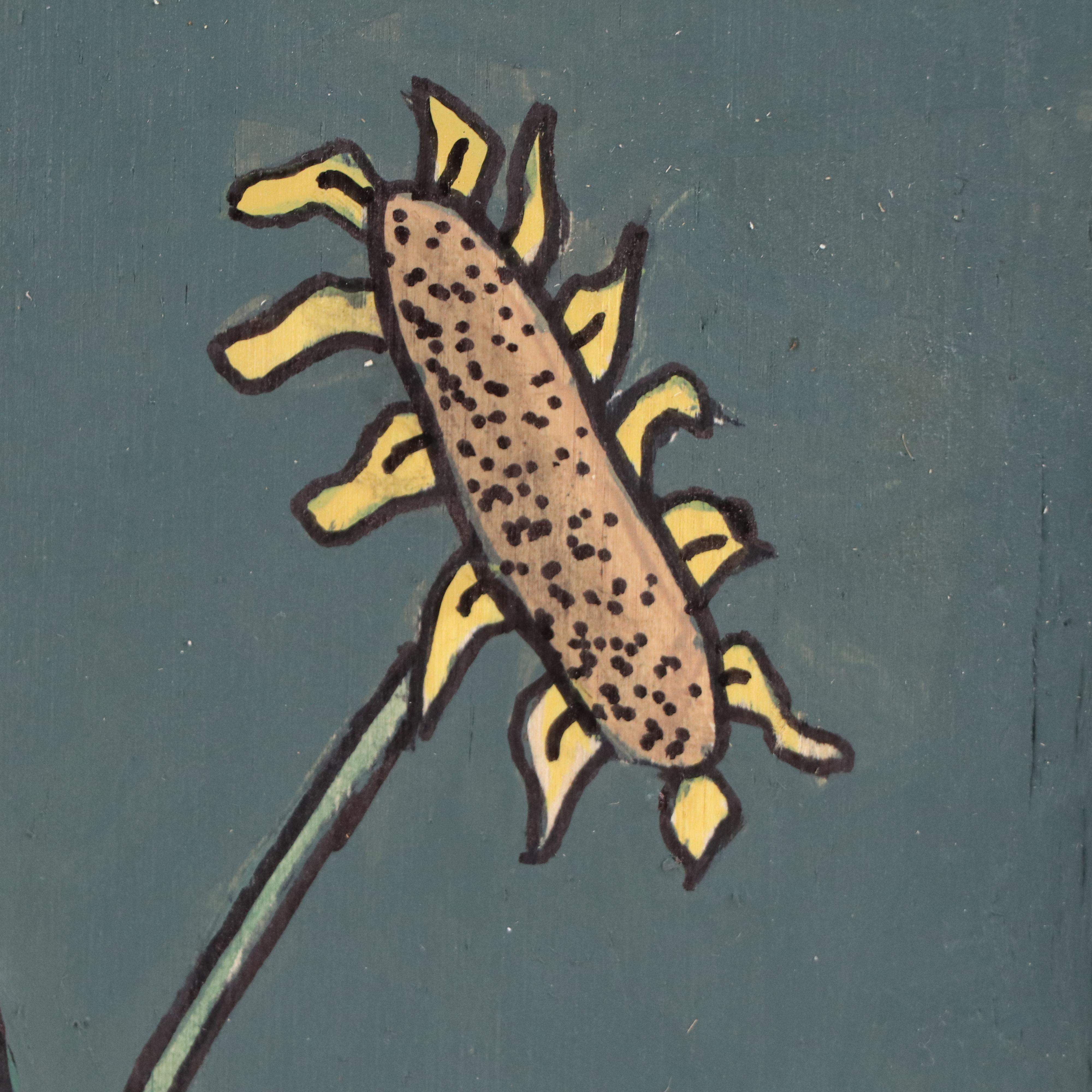 Aaron Wooten Stylized Floral Still Life Mixed Media Painting "Sunflowers," 2025