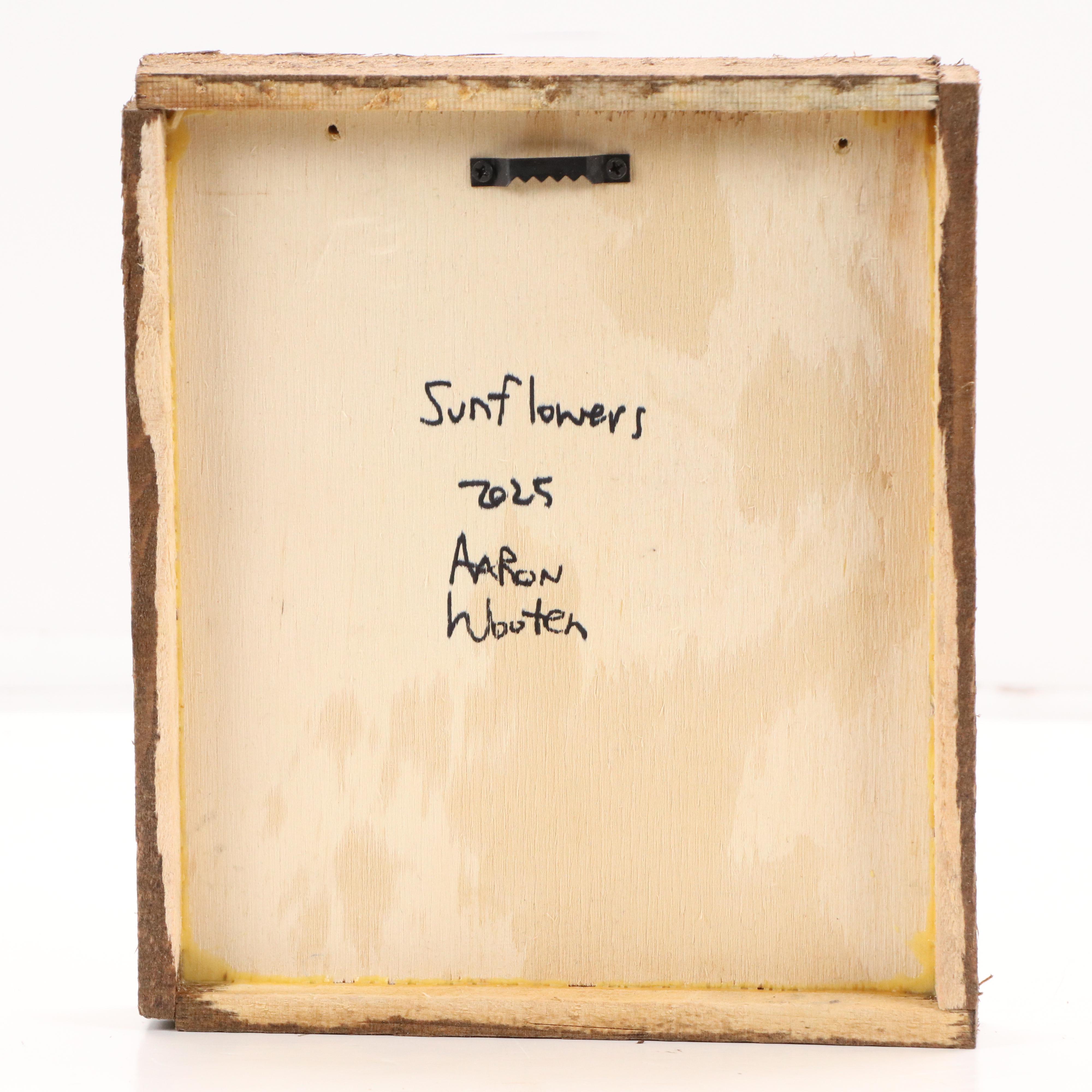 Aaron Wooten Stylized Floral Still Life Mixed Media Painting "Sunflowers," 2025