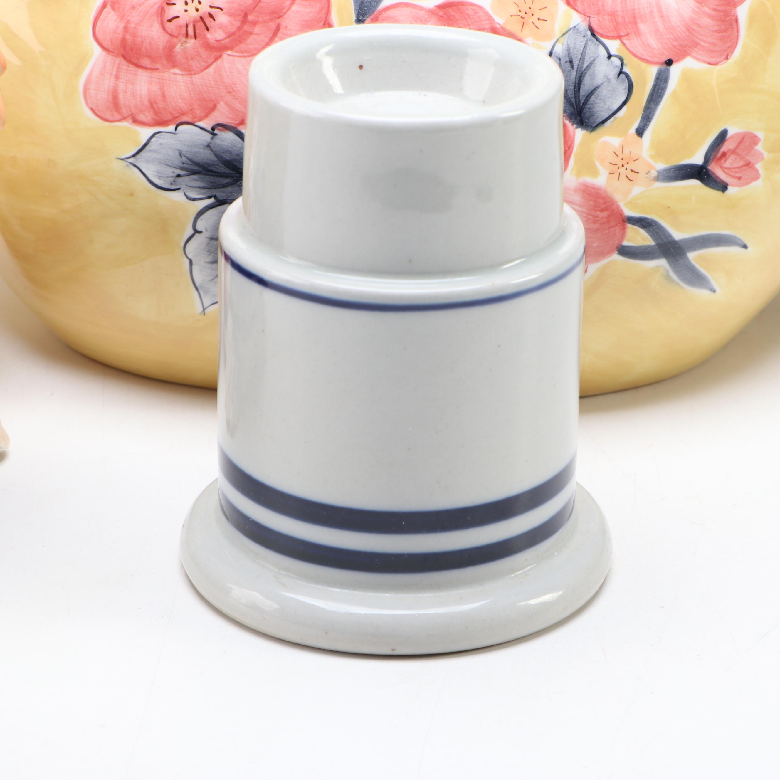 Fitz & Floyd Hand-Painted Ceramic Hen Teapot, Covered Container, Planter & More