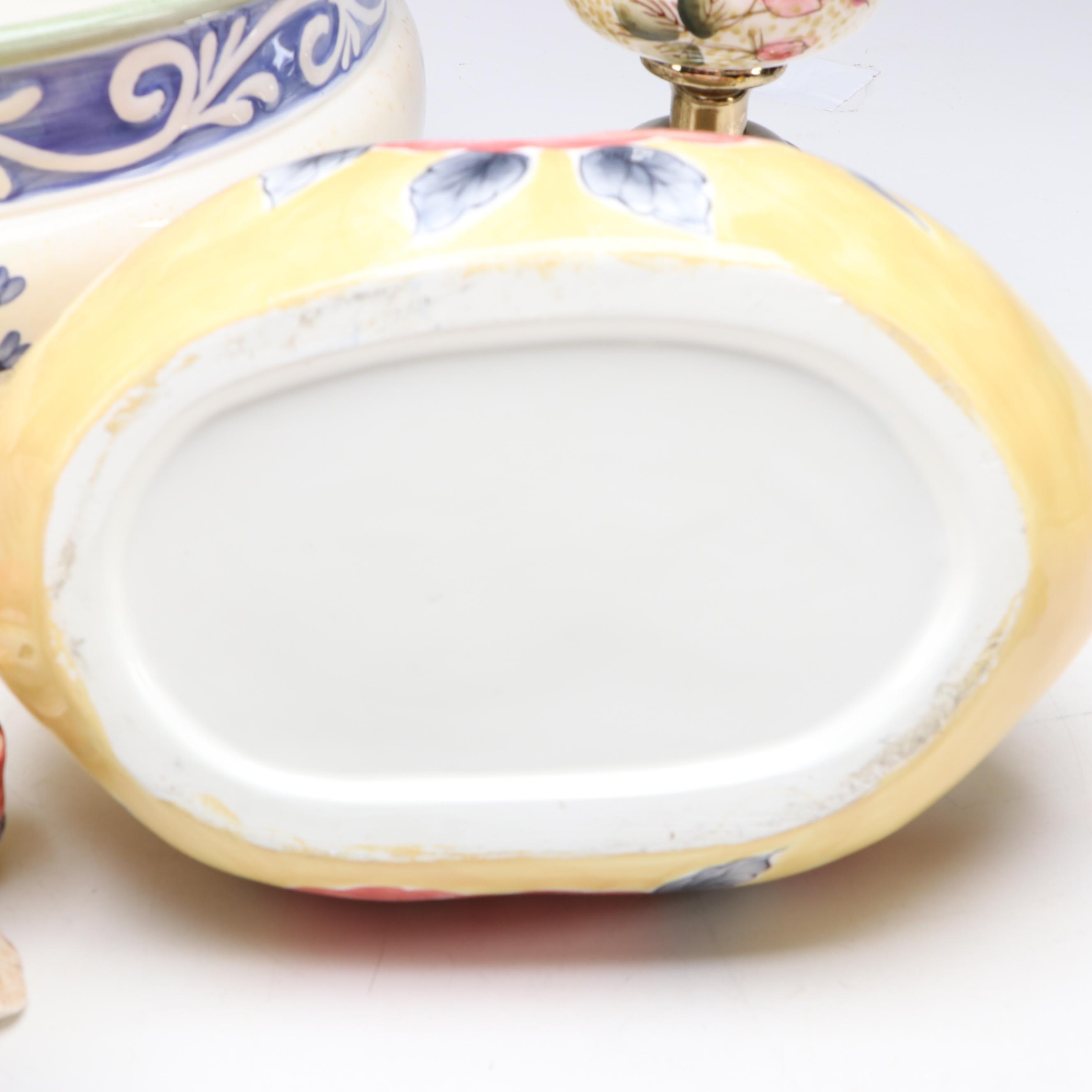 Fitz & Floyd Hand-Painted Ceramic Hen Teapot, Covered Container, Planter & More