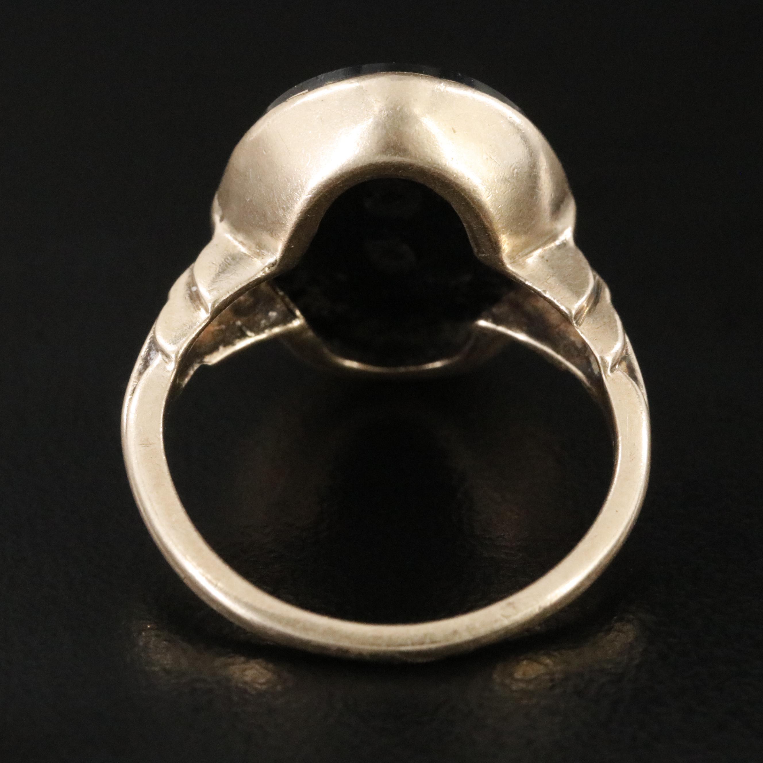 10K Black Onyx and Enamel Eastern Star Ring