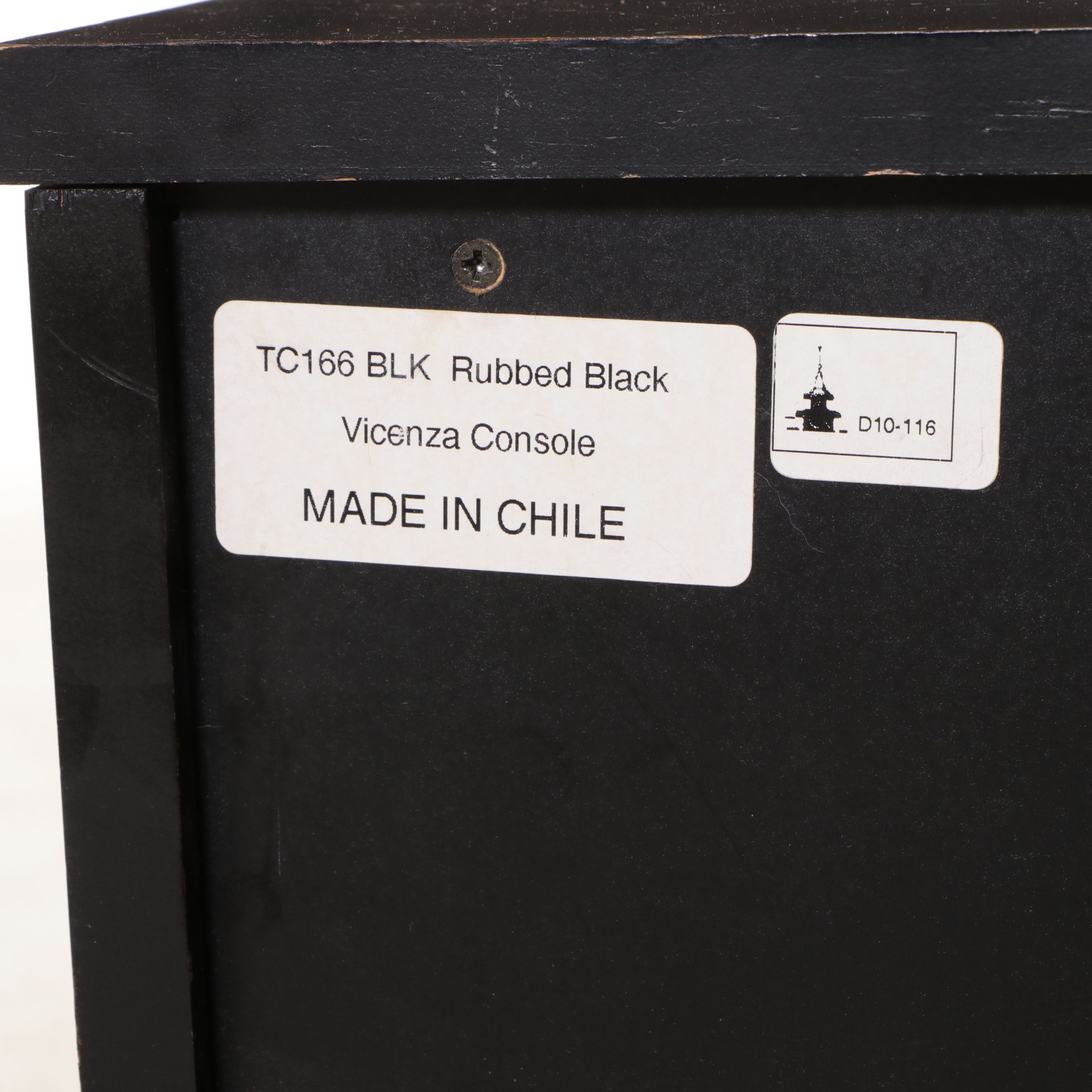 Ballard Designs Black Painted Console with Four Black Chairs with Rush Seats