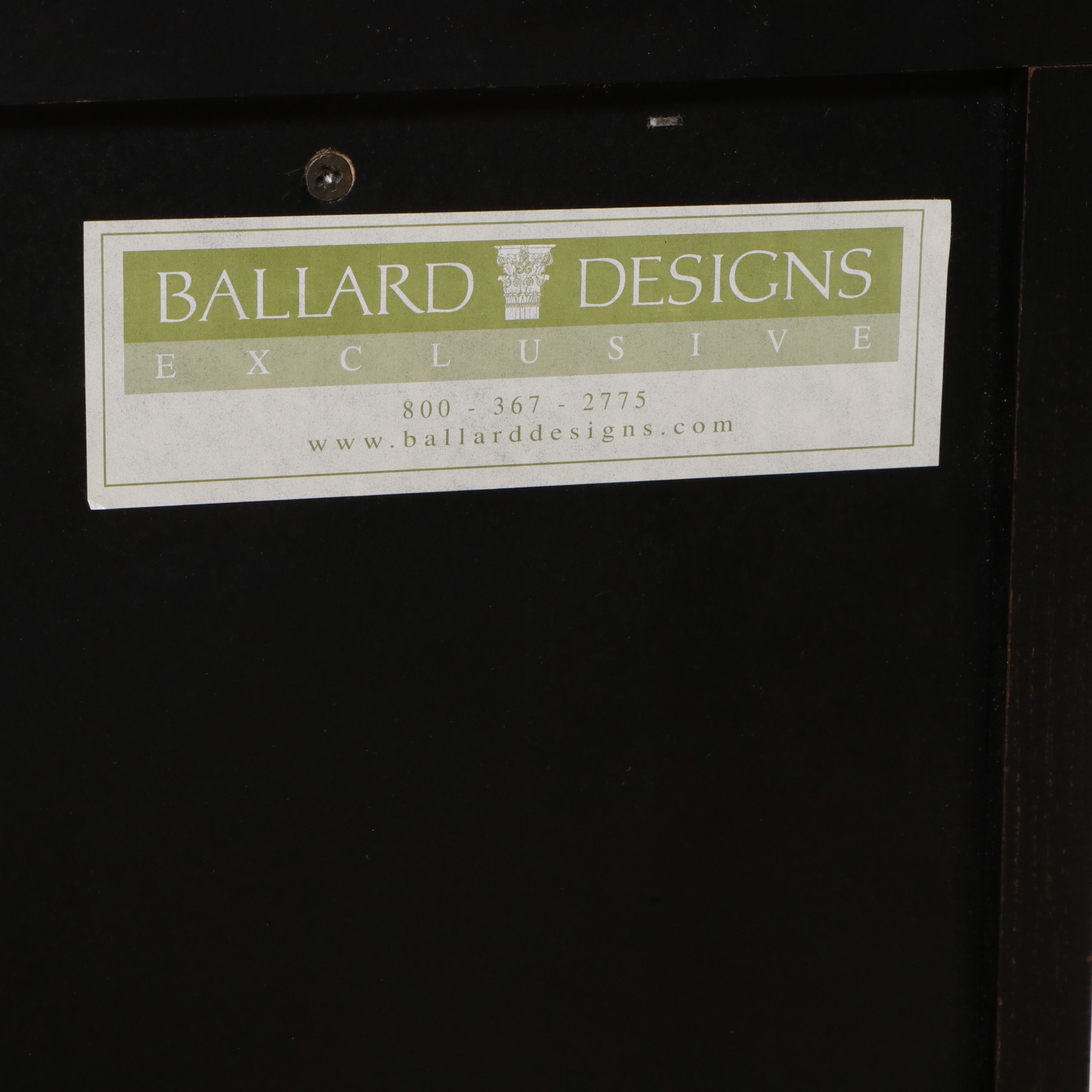 Ballard Designs Black Painted Console with Four Black Chairs with Rush Seats