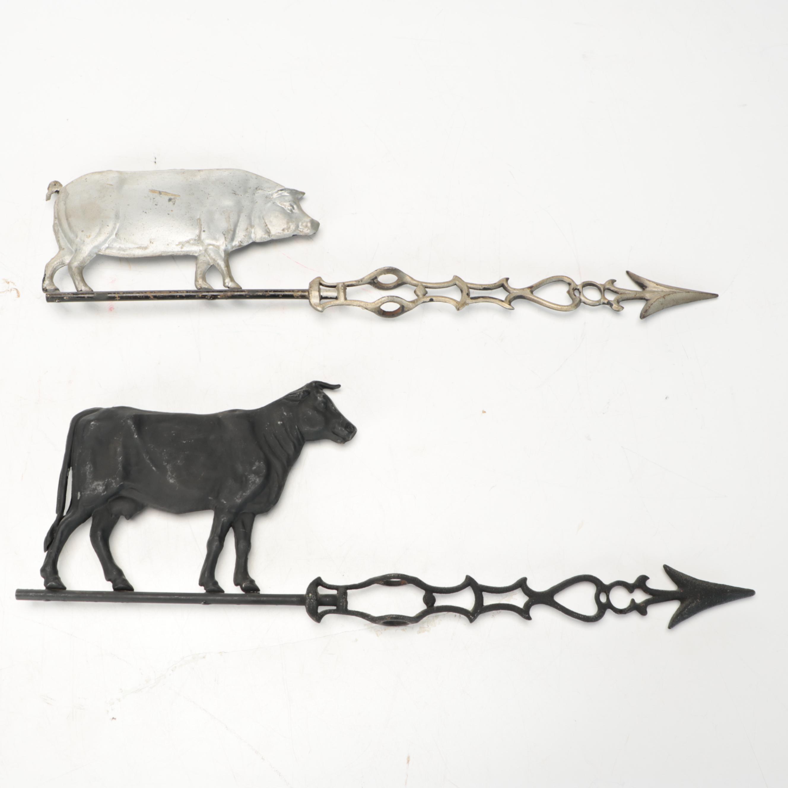 French Style Metal Pig and Cow Butcher Signs