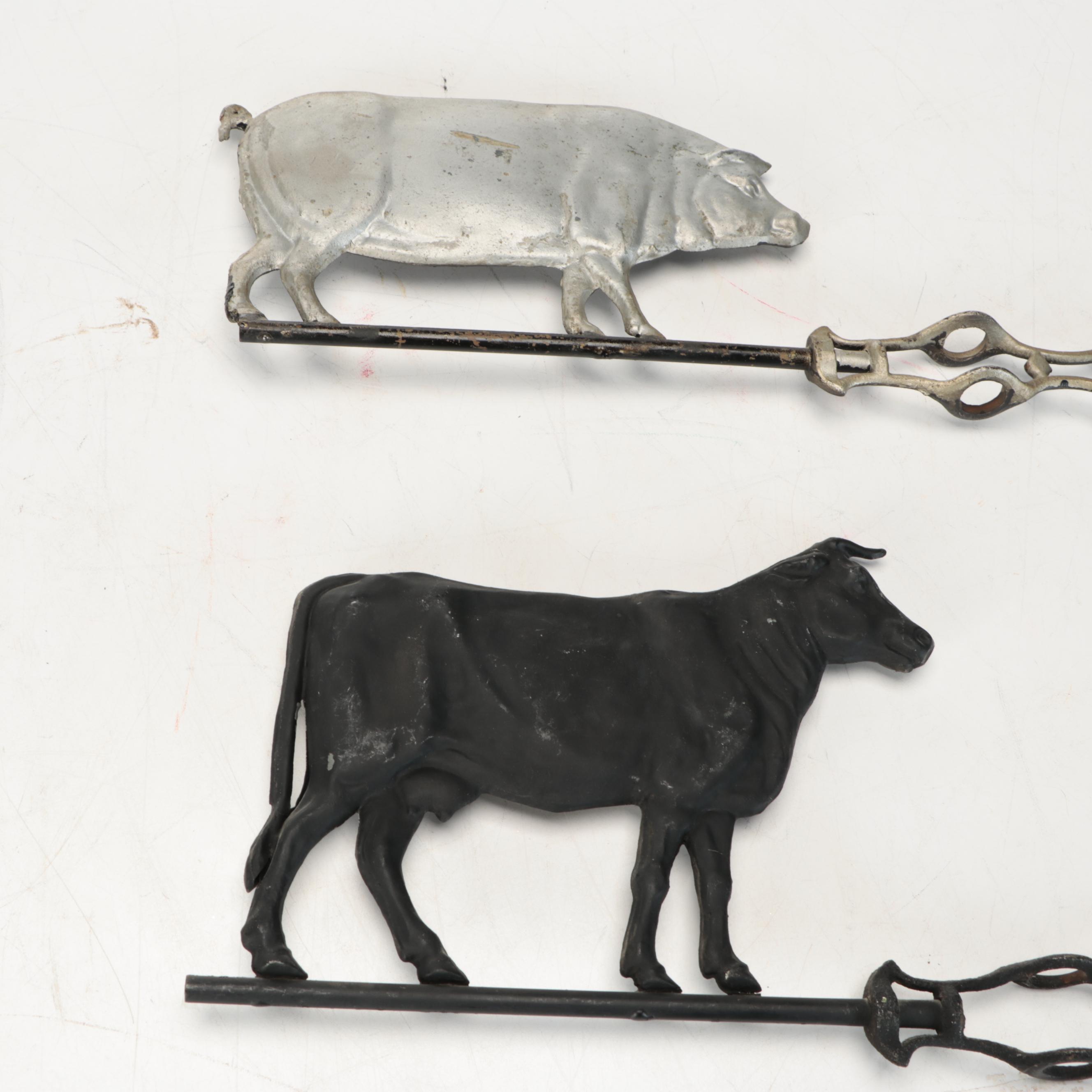 French Style Metal Pig and Cow Butcher Signs