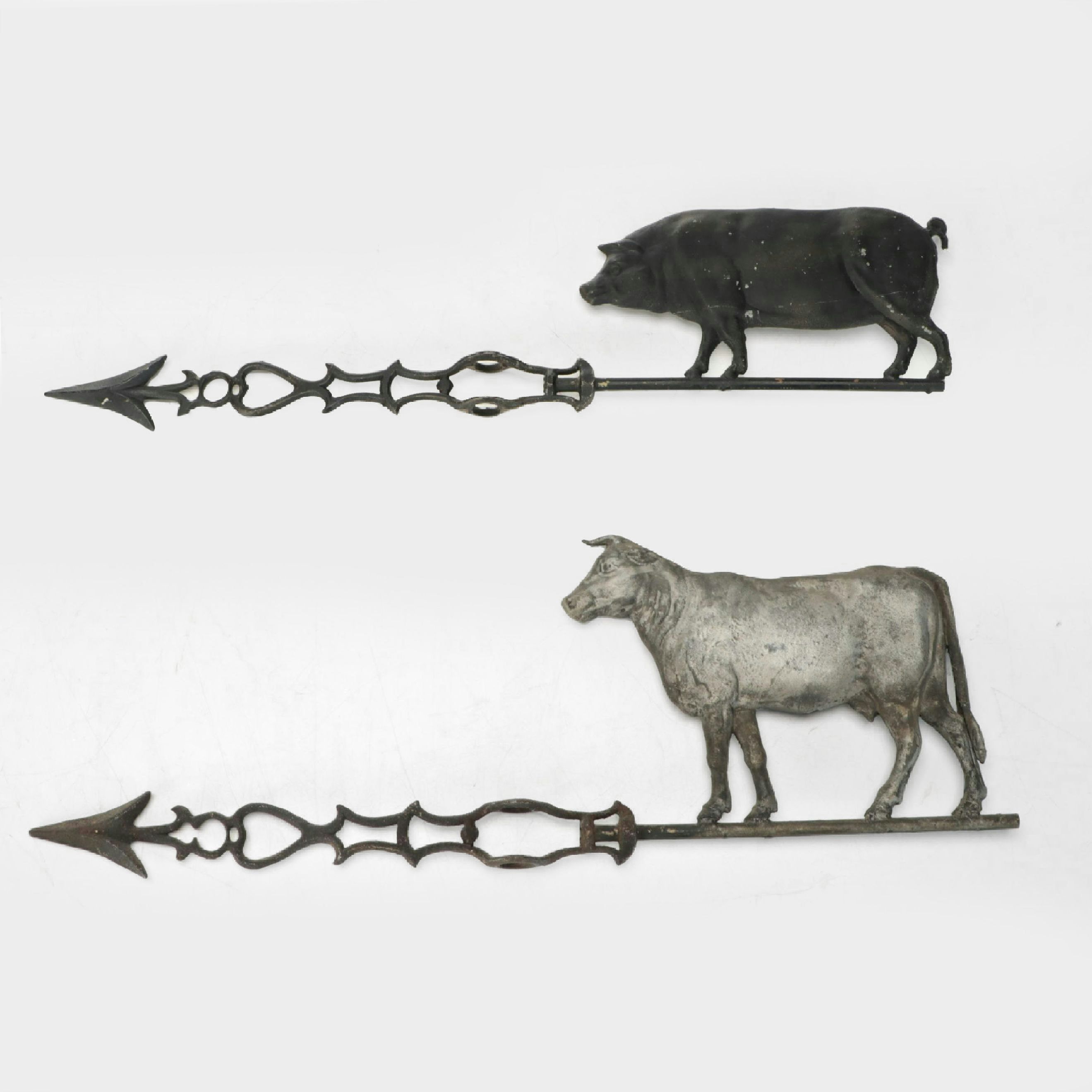French Style Metal Pig and Cow Butcher Signs