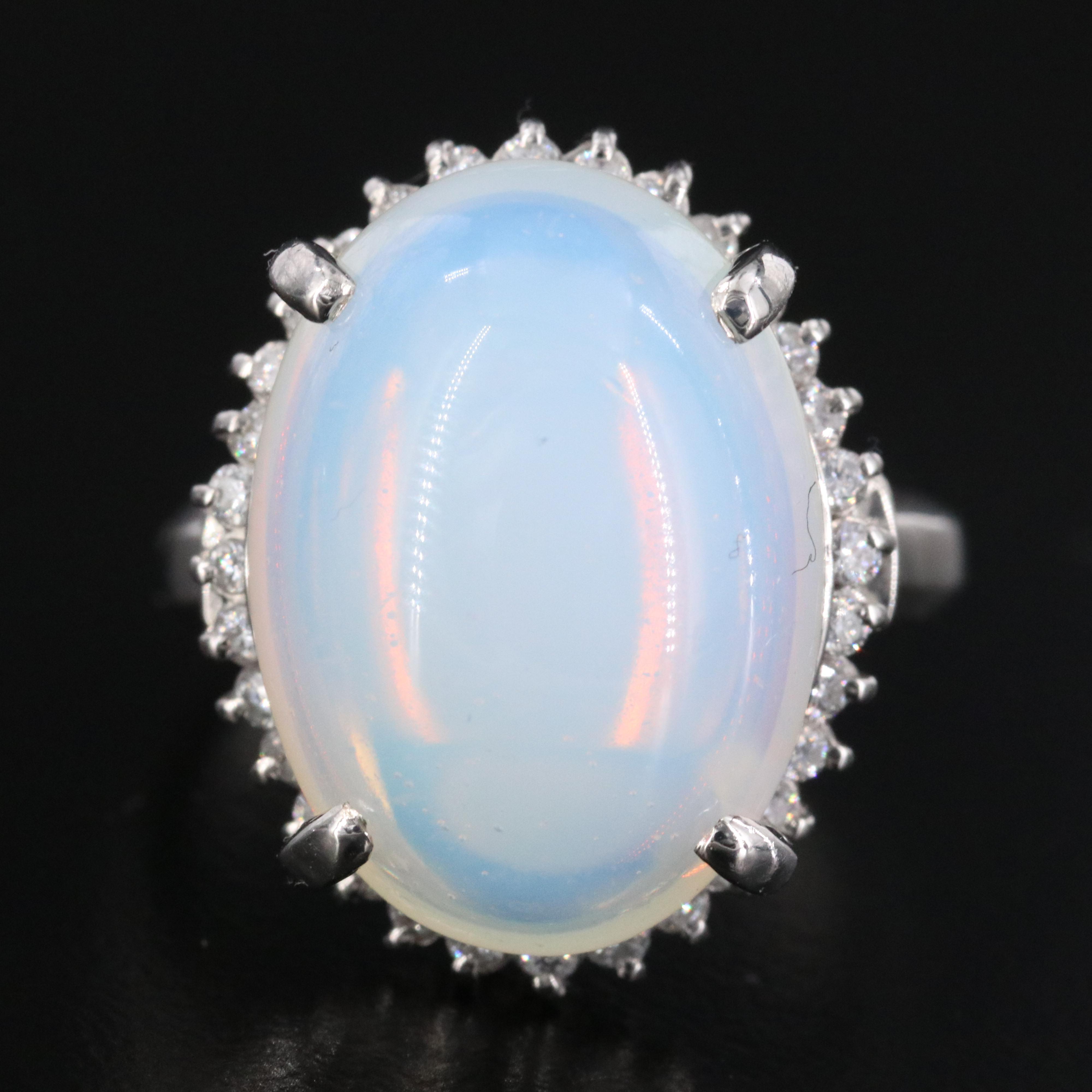 Platinum 14.37 CT Opal and Diamond Ring