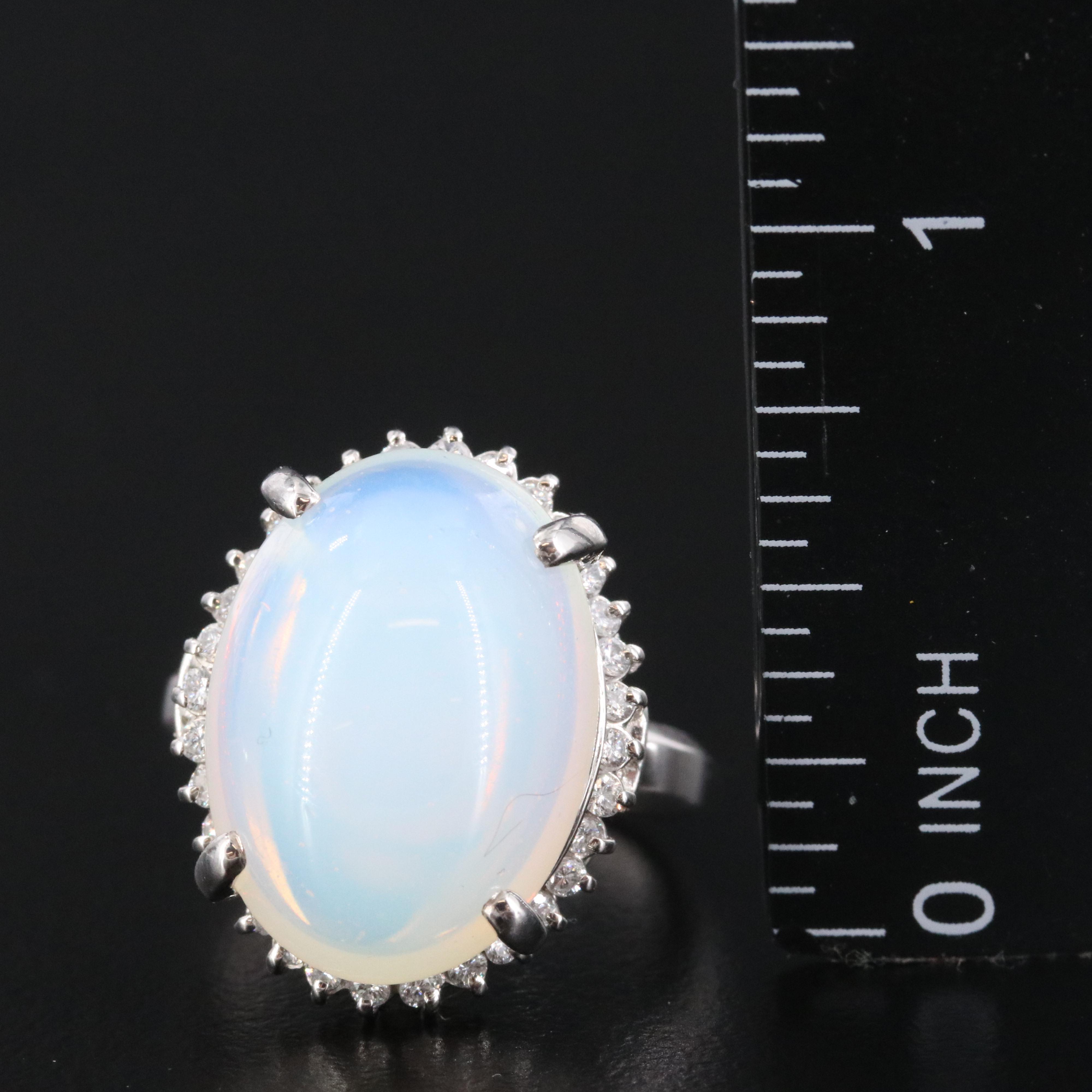 Platinum 14.37 CT Opal and Diamond Ring