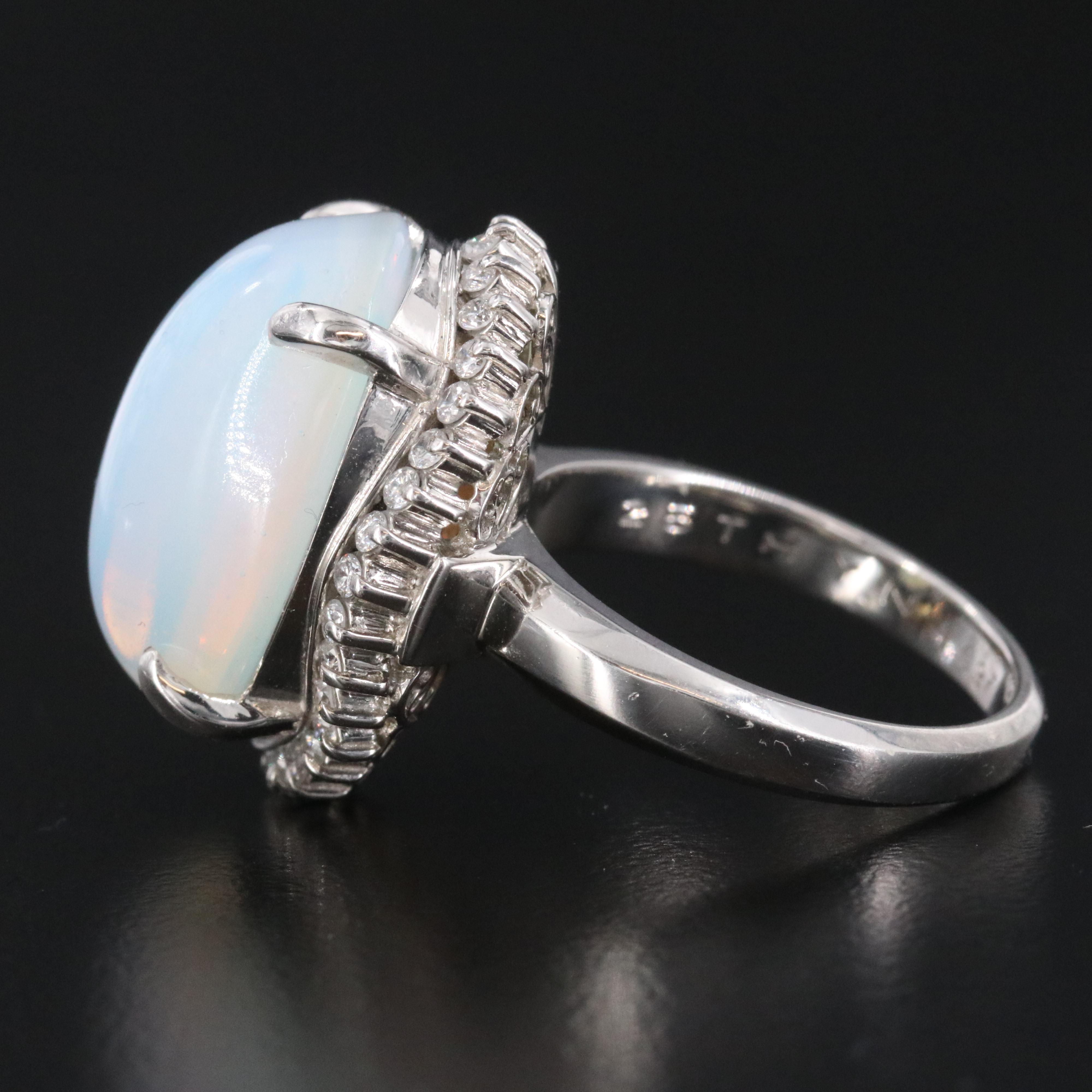 Platinum 14.37 CT Opal and Diamond Ring