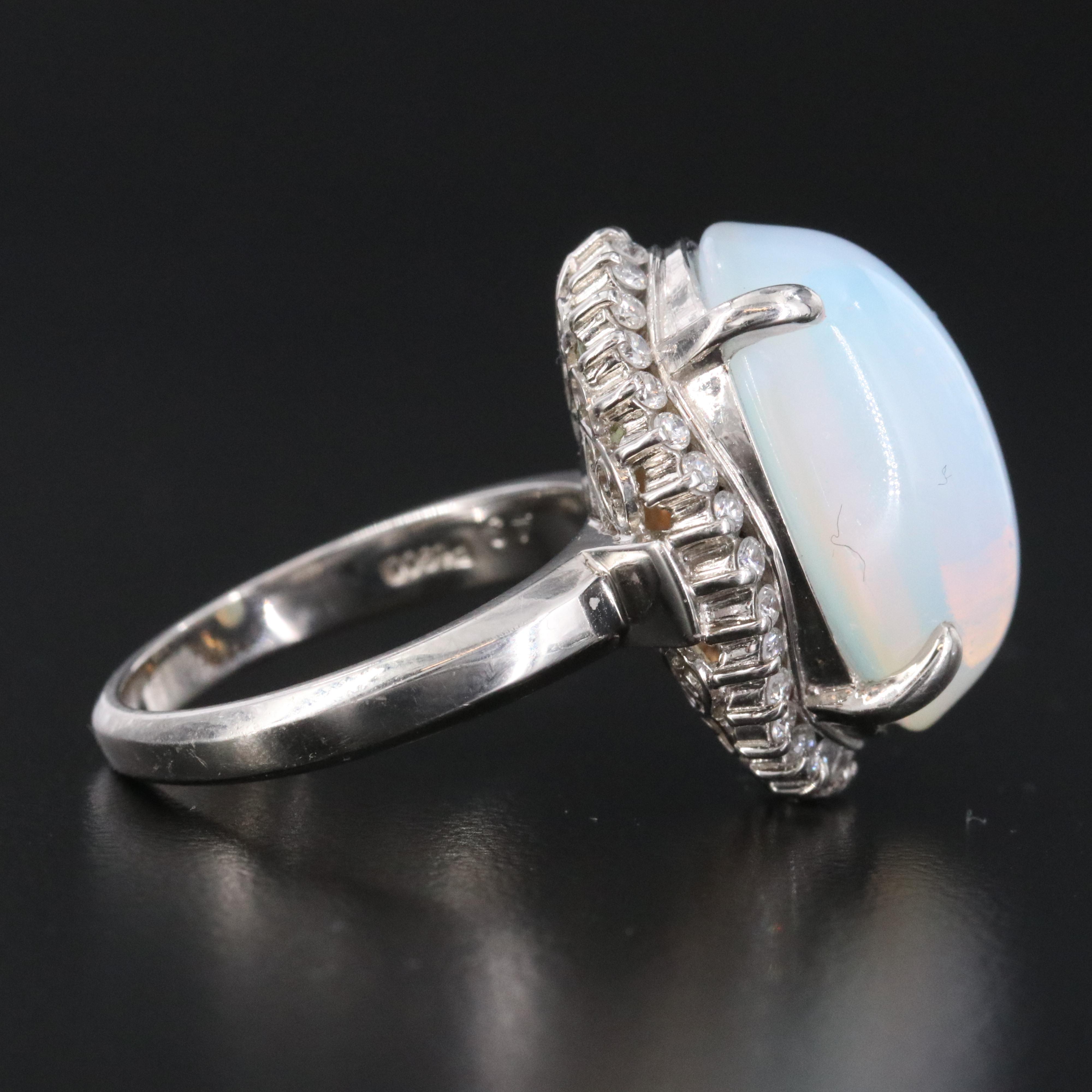 Platinum 14.37 CT Opal and Diamond Ring