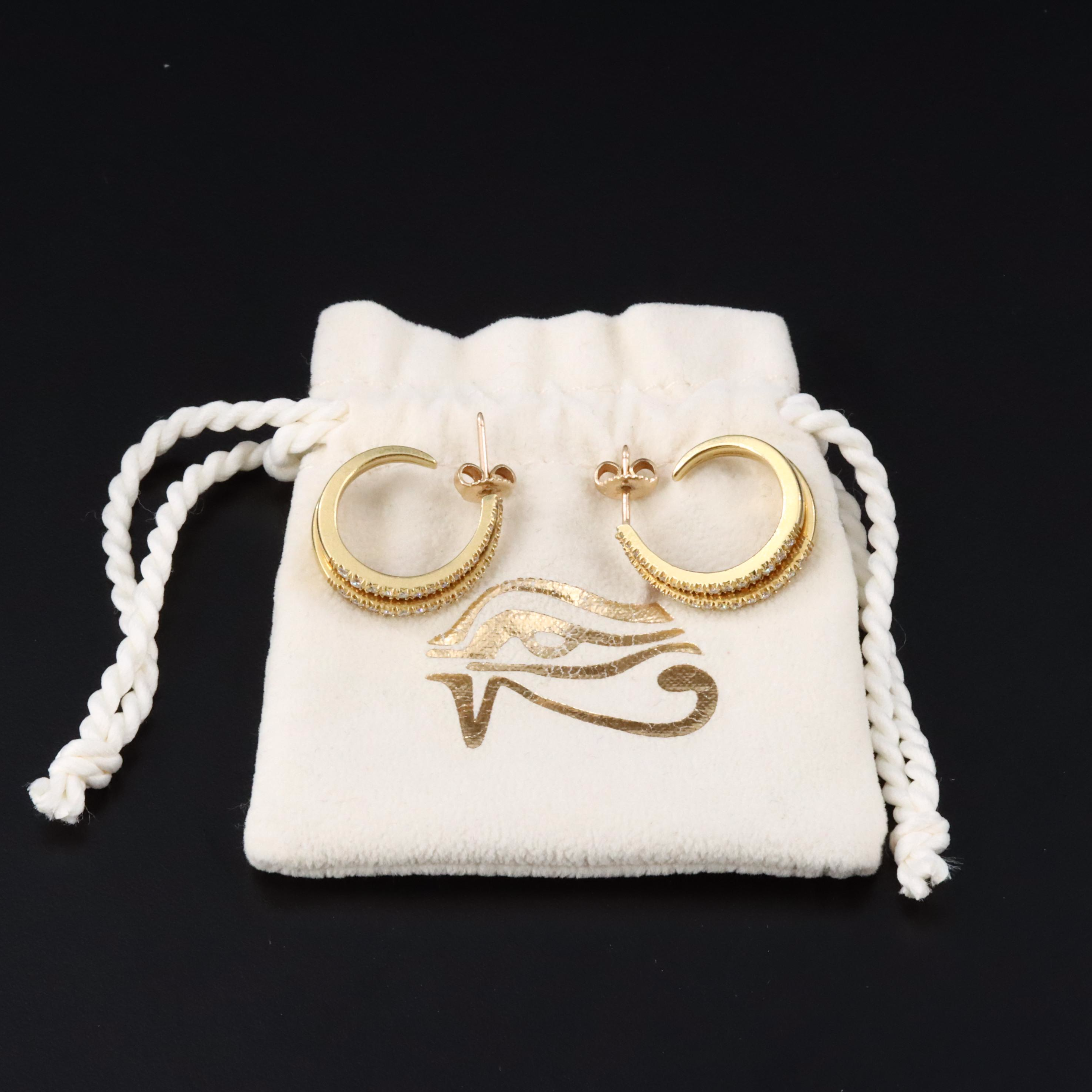 18K 1.00 CTW Diamond Hoop Earrings