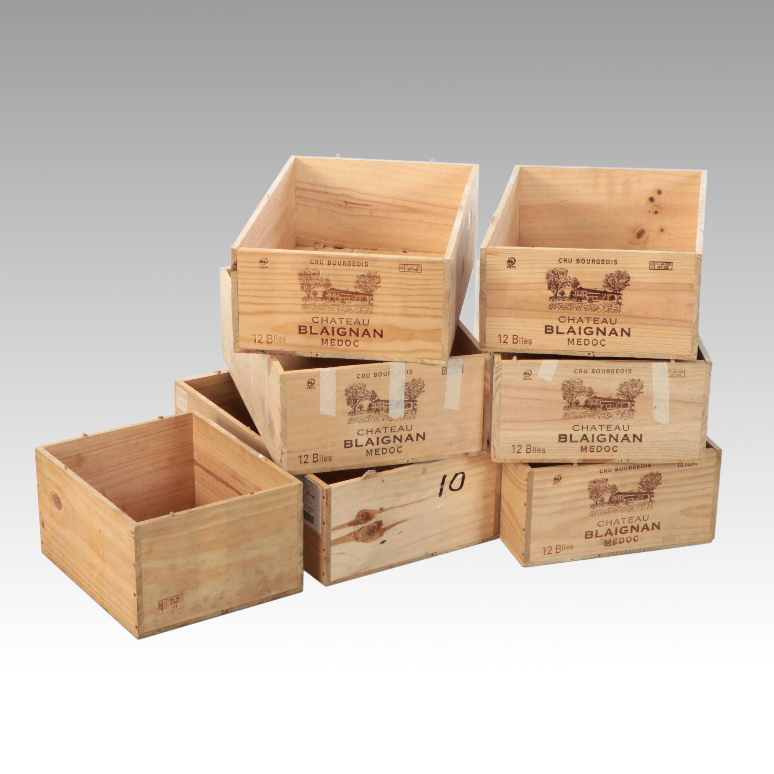 Chateau Blaignan Wooden Wine Crates