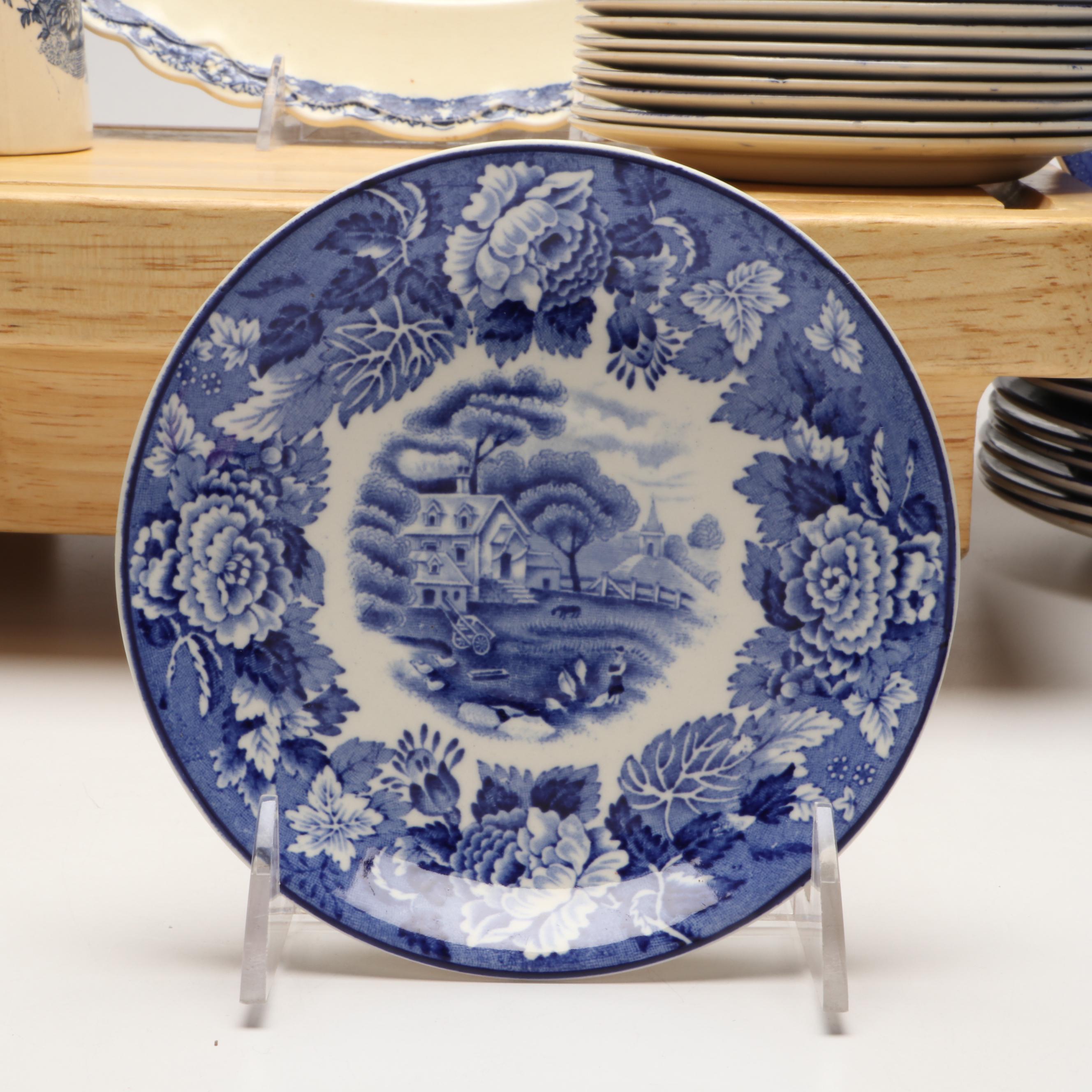 Wood & Sons and Royal Staffordshire "Tonquin" Blue on White Ceramic Tableware