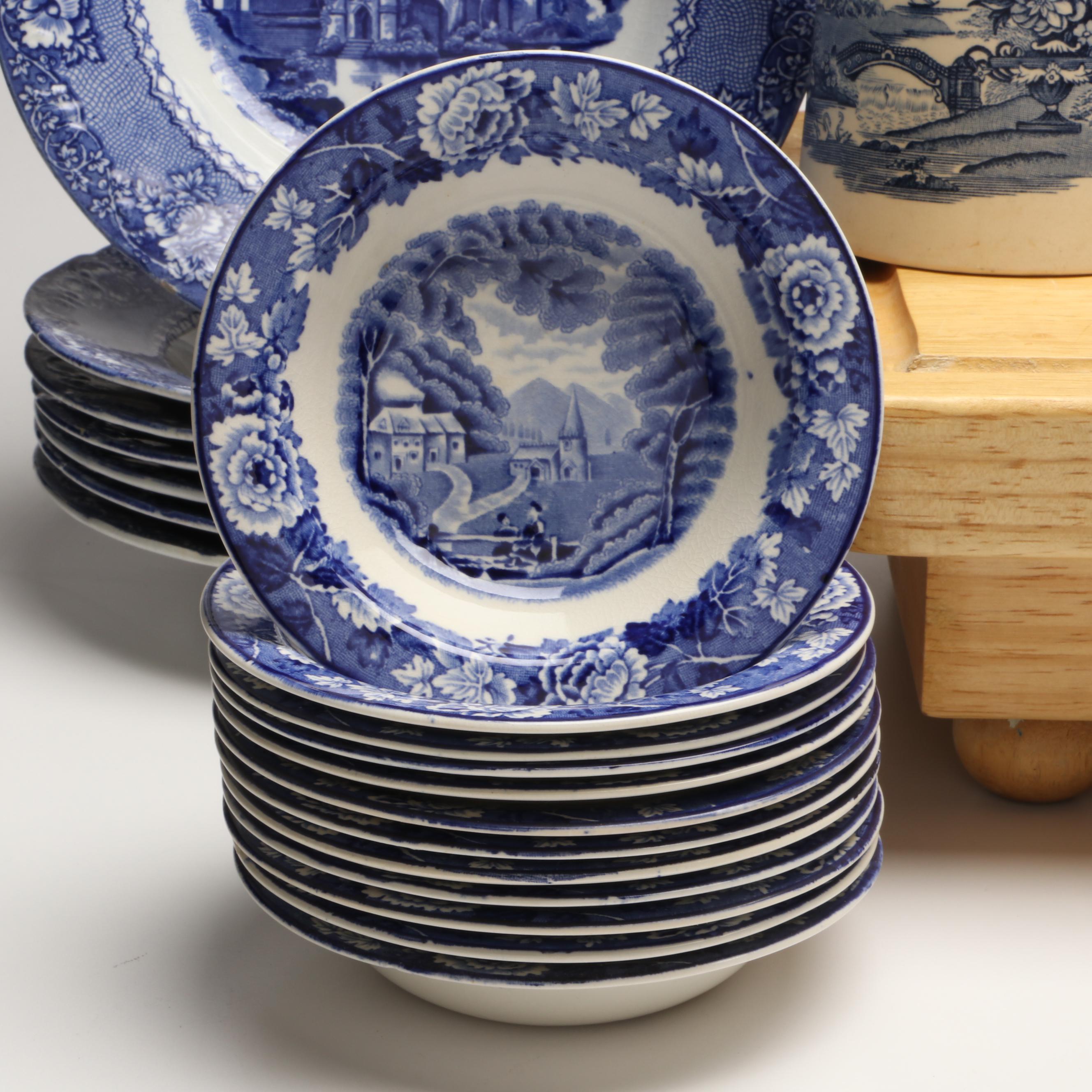 Wood & Sons and Royal Staffordshire "Tonquin" Blue on White Ceramic Tableware