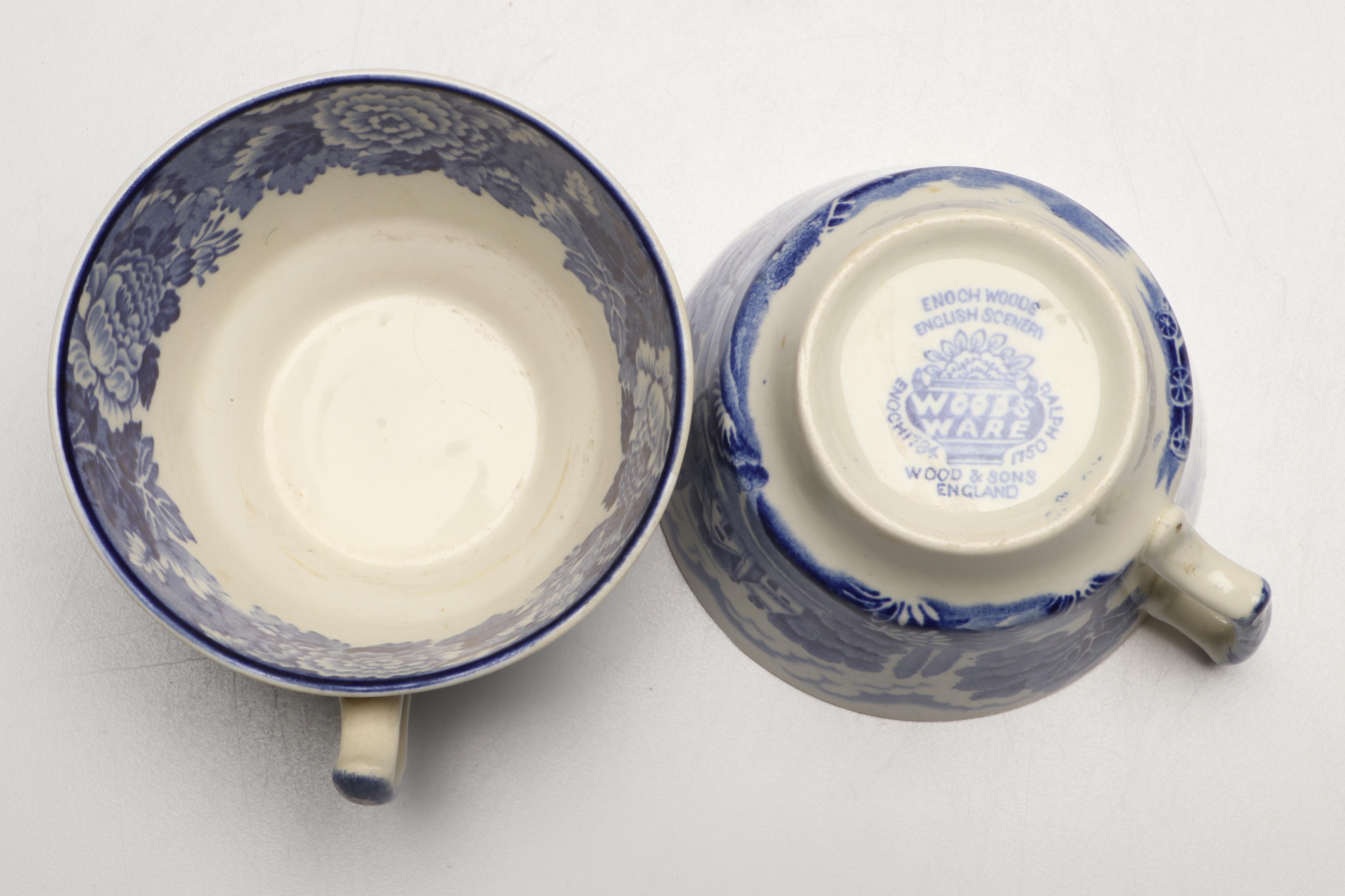 Wood & Sons and Royal Staffordshire "Tonquin" Blue on White Ceramic Tableware