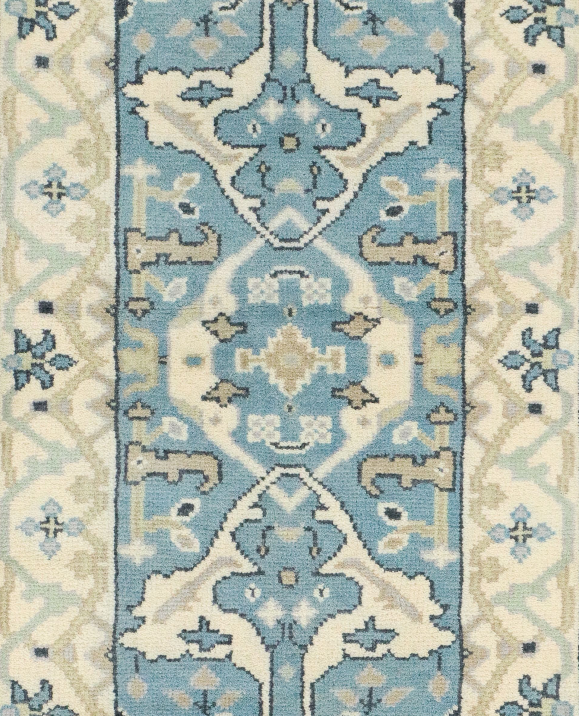 2'7 x 9'11 Hand-Knotted Indo-Turkish Oushak Carpet Runner