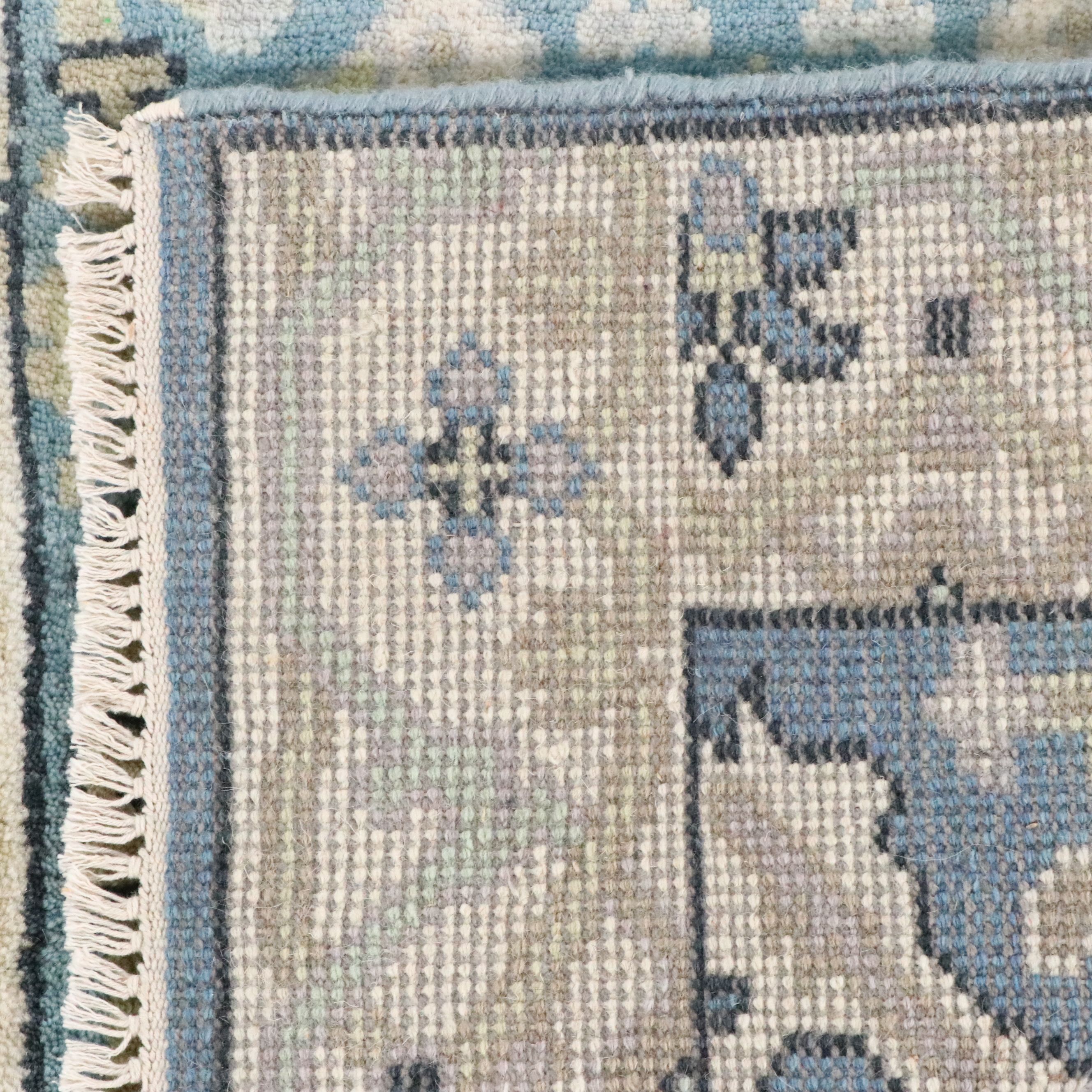 2'7 x 9'11 Hand-Knotted Indo-Turkish Oushak Carpet Runner