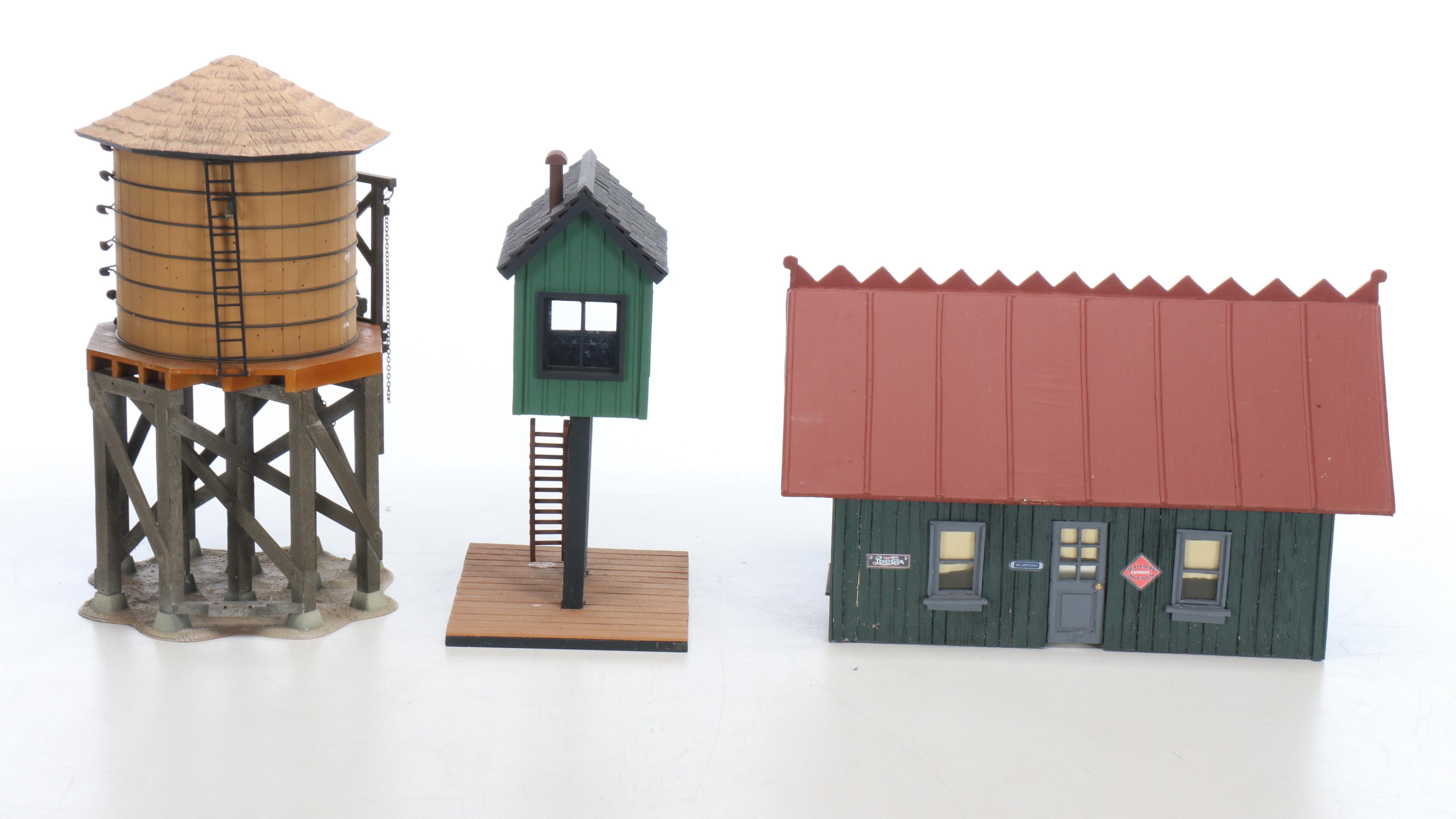 Train Station and Conductor's Building with Water Tower and Other Buildings