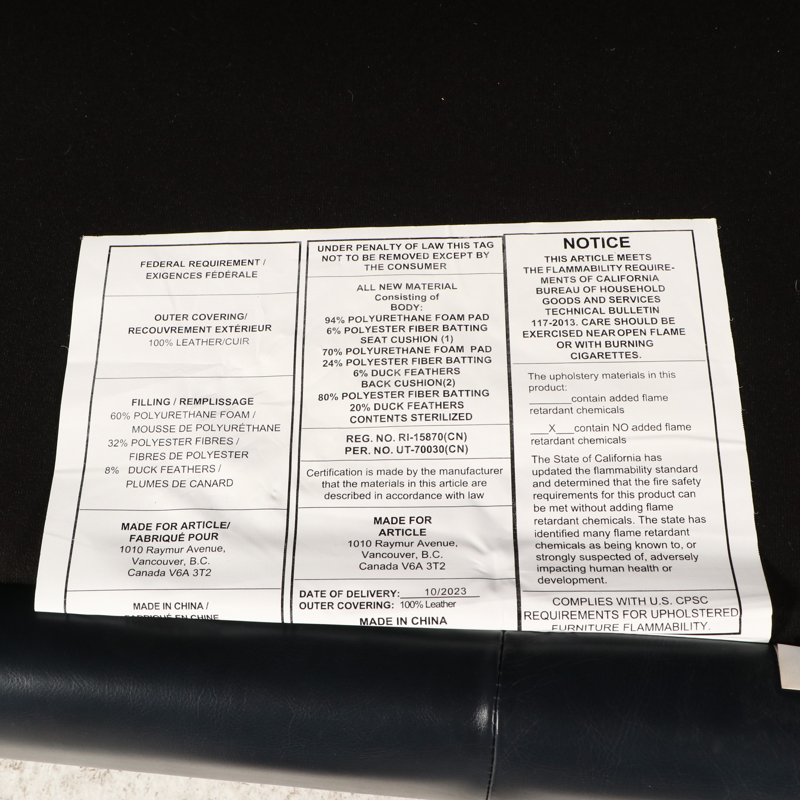 Article Modern Navy Blue Leather Sofa