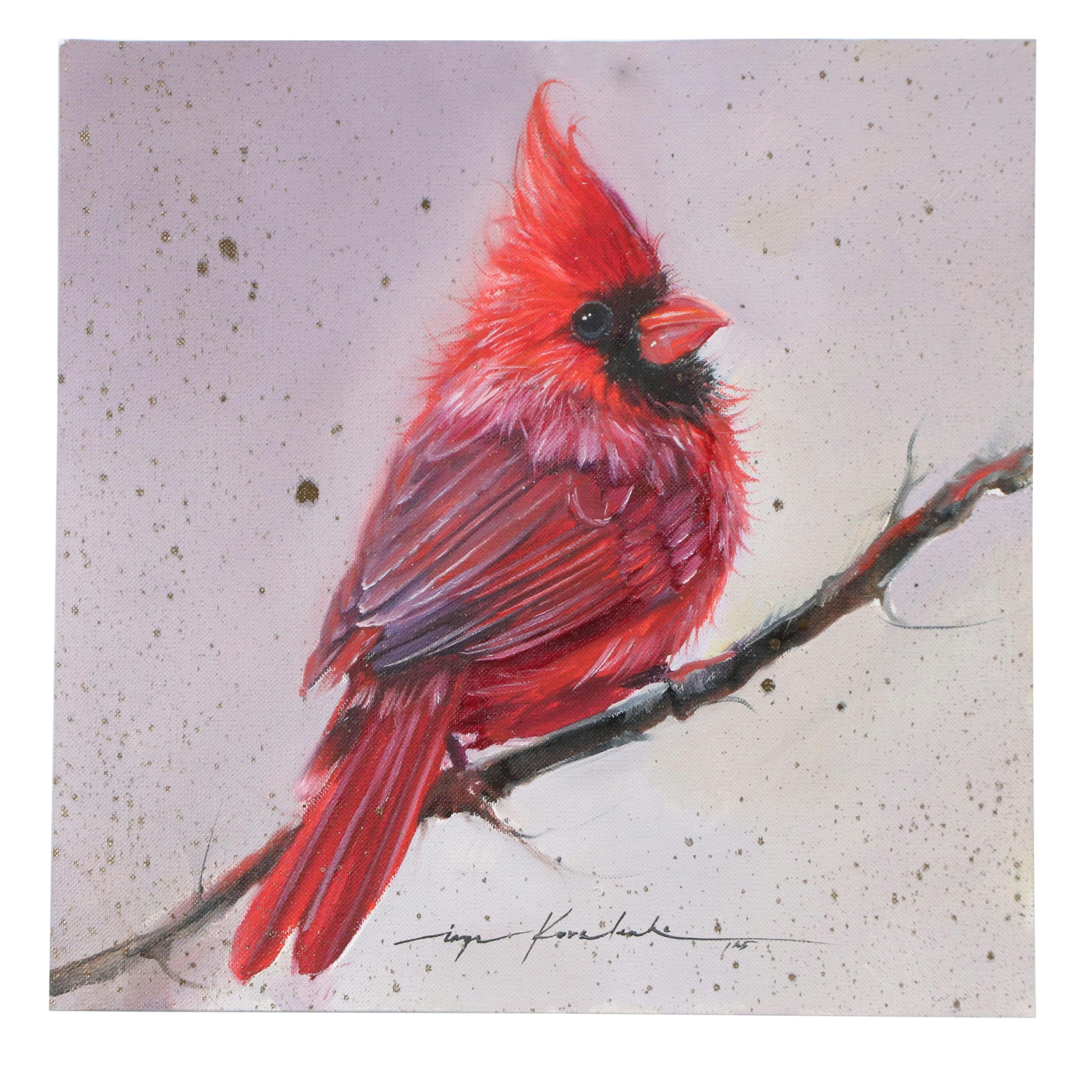 Inga Kovalenko Oil Painting of Cardinal, 2025